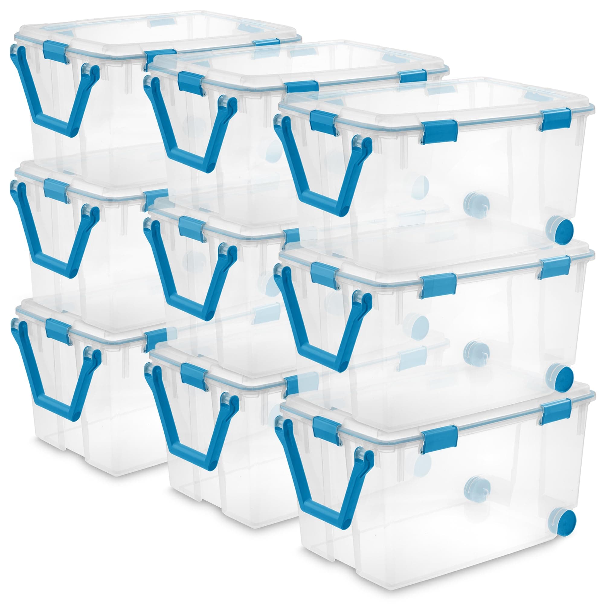 Sterilite 19434303-9 9-Pack Gasket Storage Bins - Heavy-Duty Weather-Resistant Containers for Home and Office