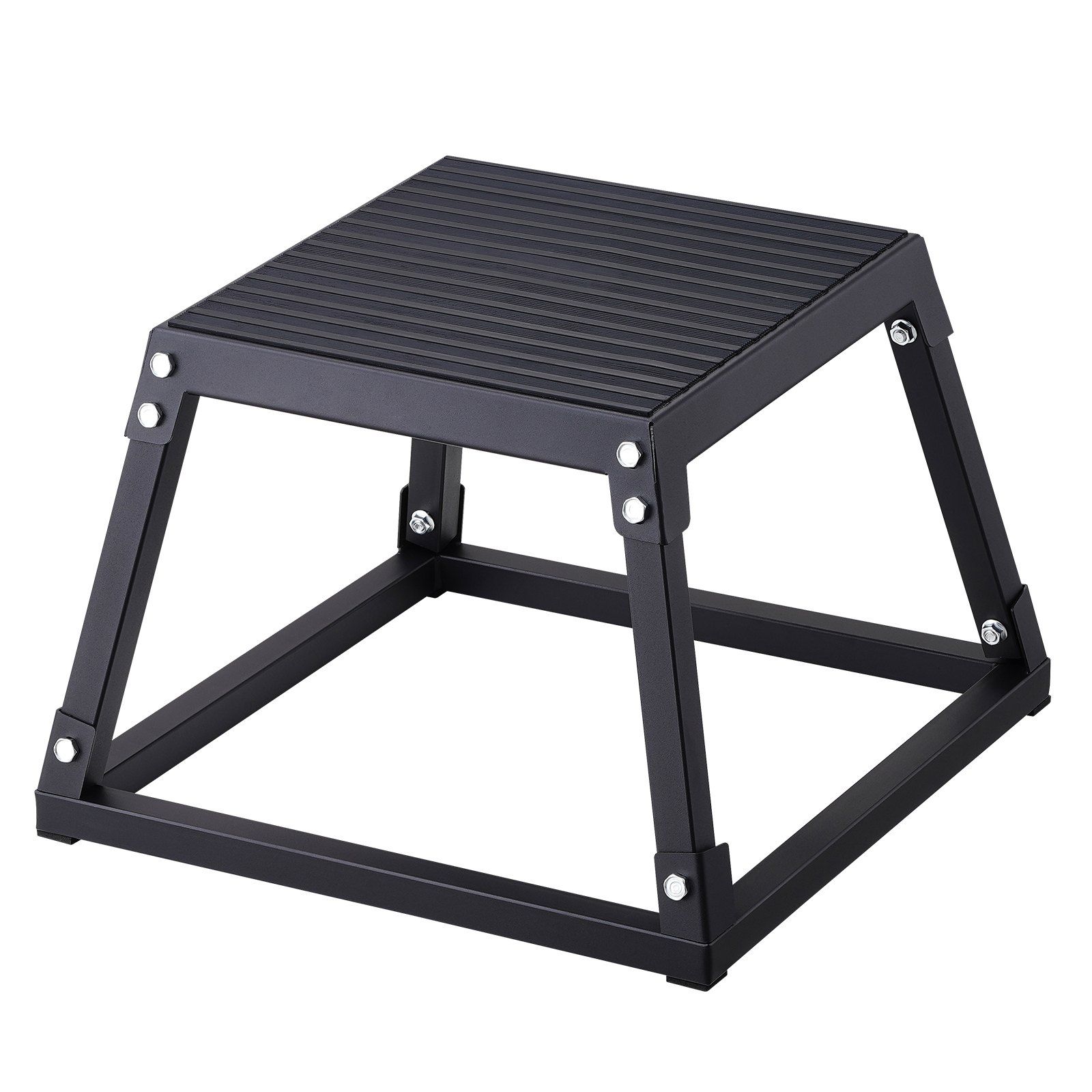 Slickblue - Steel Plyometric Box with Textured Silicone Top 12/18 Inch Workout Jump Box for Home ...