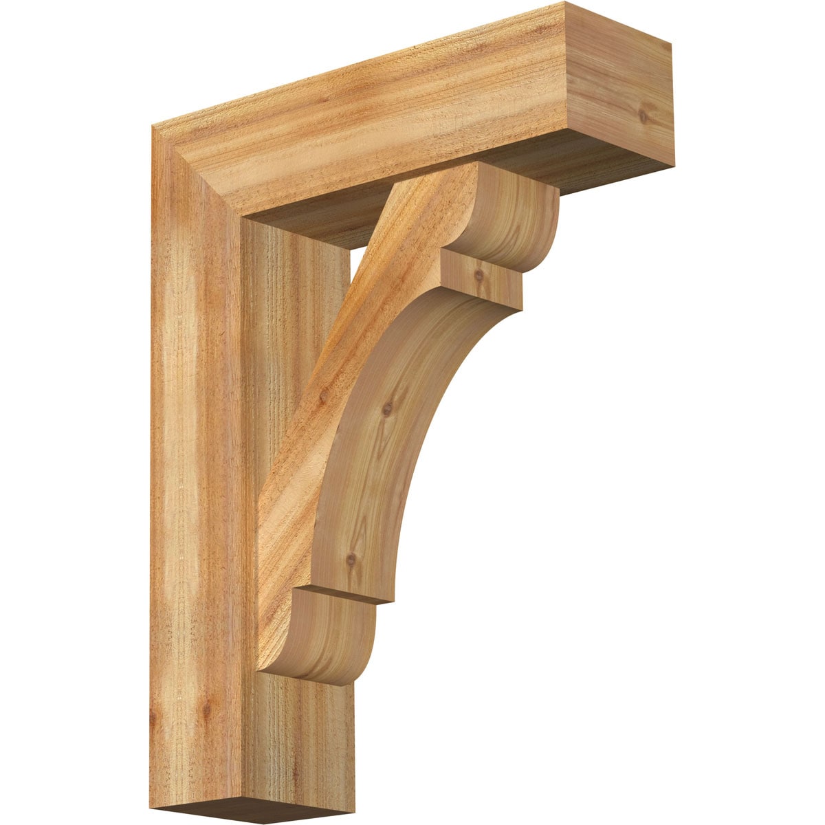 Ekena Millwork 1463480 Olympic Block Rough Sawn Bracket with Offset Brace 8-in x 26-in x 34-in Western red cedar Brown Wood Standard bracket