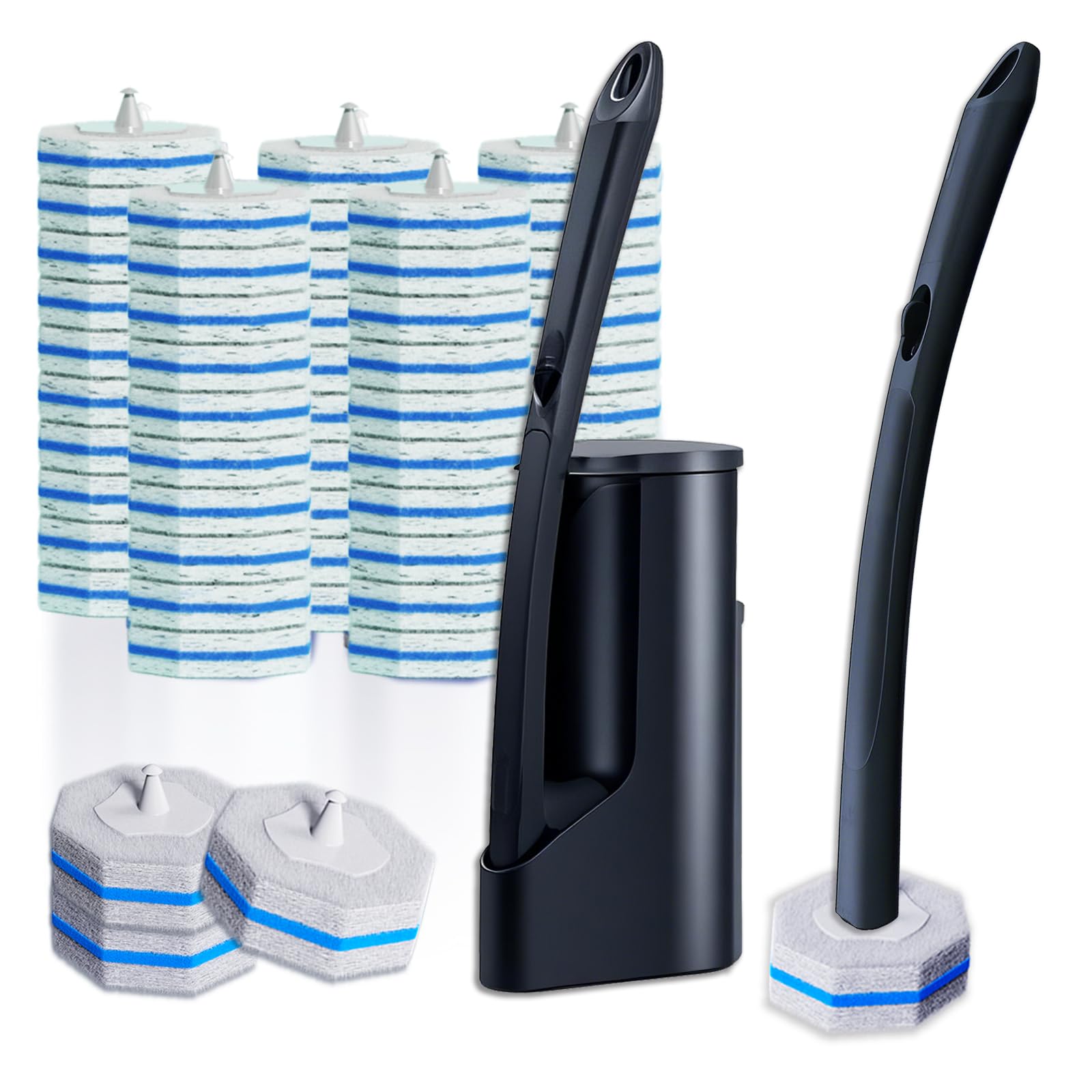 Etokfoks -  Disposable Toilet Brush Cleaning System 50 Pack Wand Cleaner Refills Wall Mounted Hol...