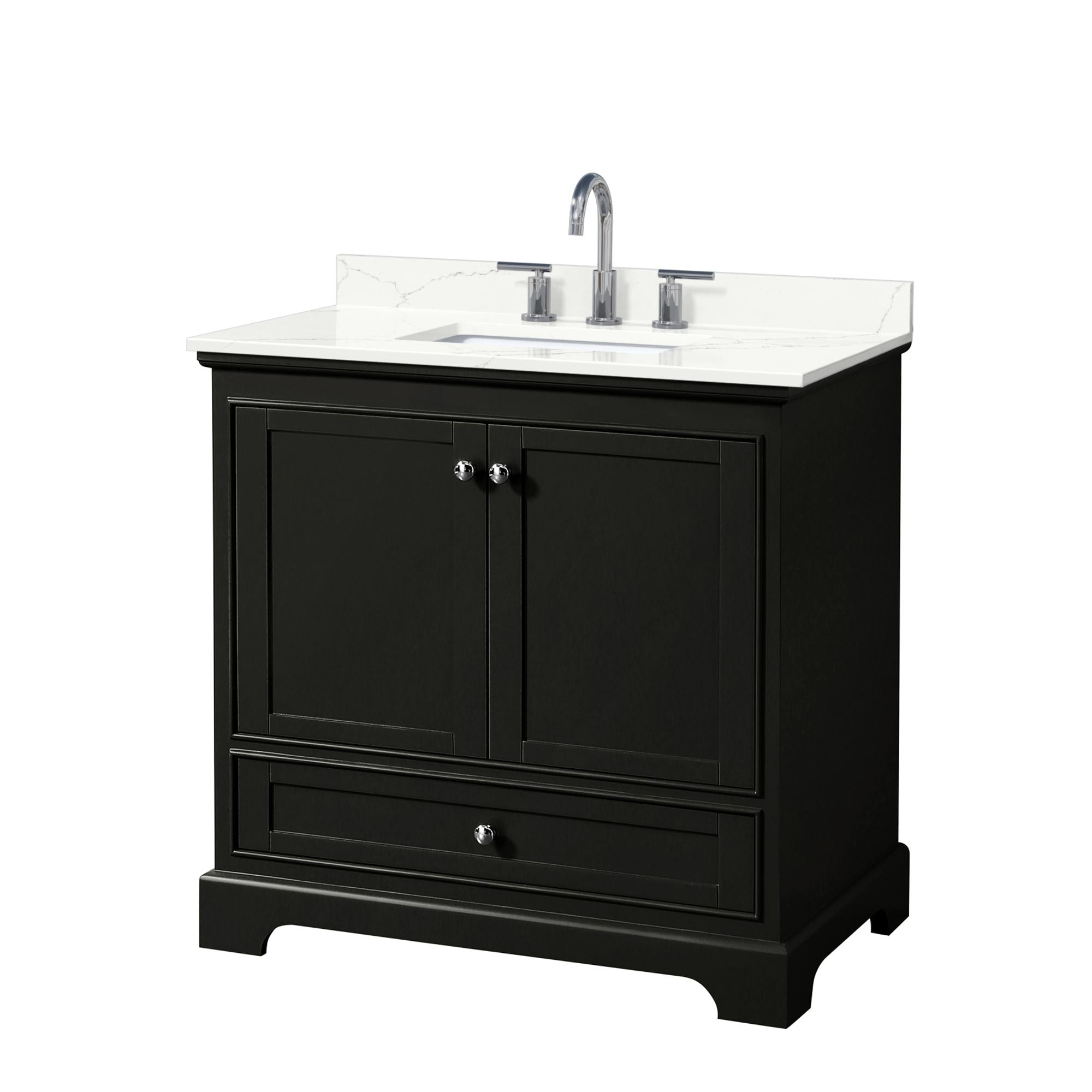 Wyndham Collection WCS202036SDEGTUS3MXX Deborah 36-in Dark Espresso Undermount Single Sink Bathroom Vanity with Giotto Quartz Top