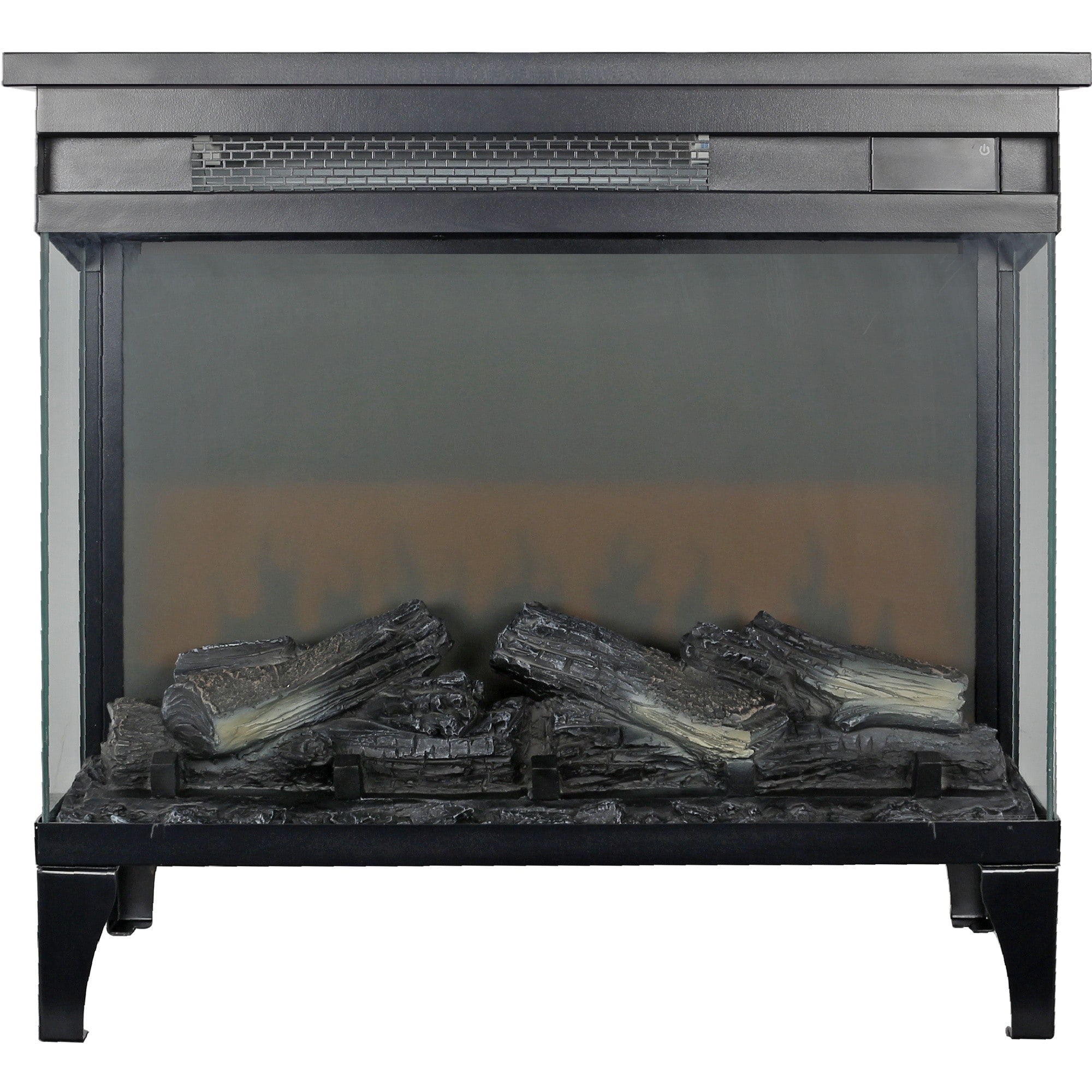 Dimakai 23.9-in W Black Free standing Infrared quartz Corner or Flat Wall Electric Fireplace with Remote Control Included