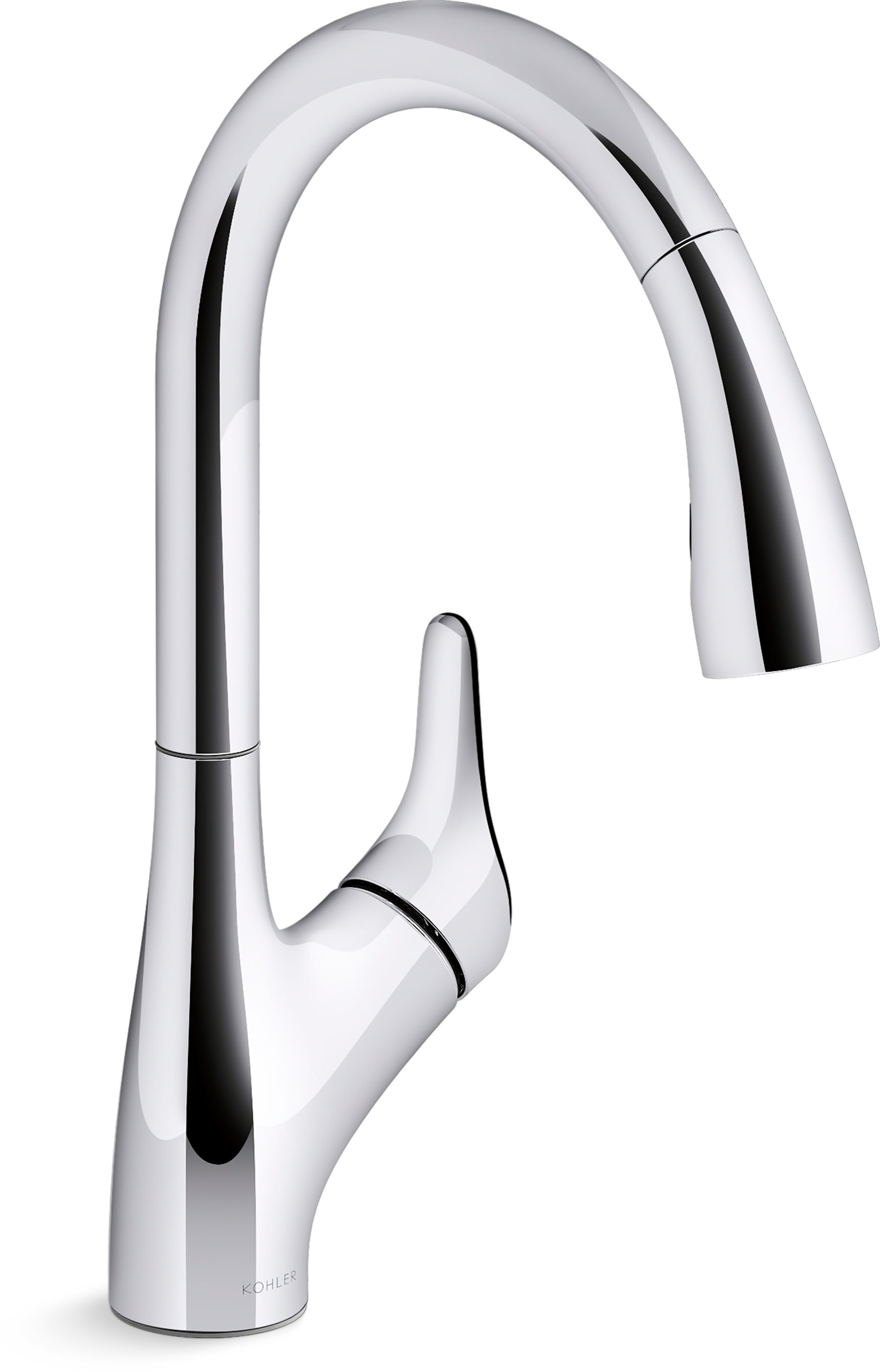 Polished Chrome Single Handle Kitchen Faucet with Pull-Down Sprayer