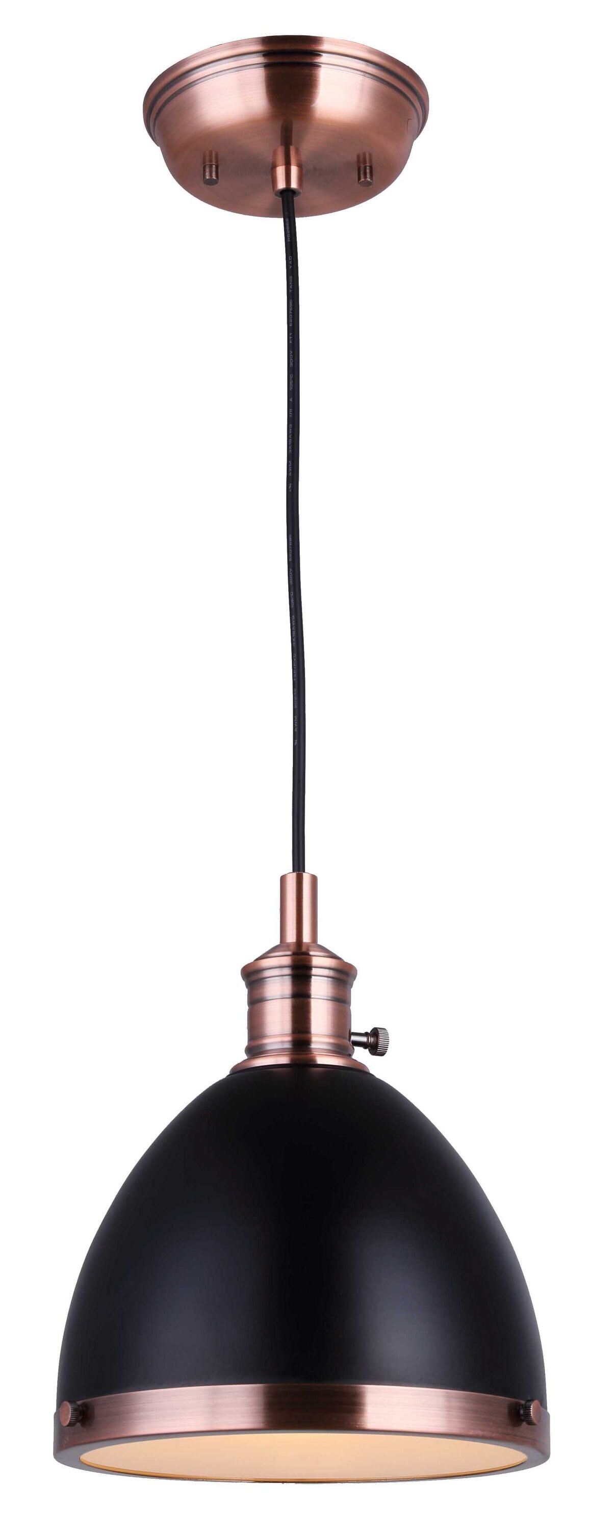 Canarm Ltd. IPL409B01BKA Esher Matte Black and Bronze Transitional Dome Mini Hanging Pendant Light