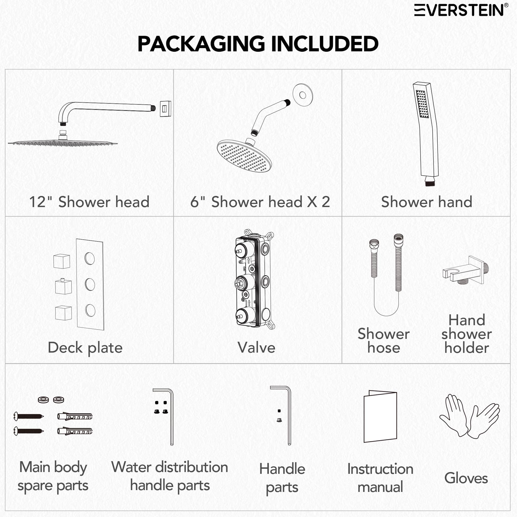 EVERSTEIN SFS-1066-NK12 Showerhead-Bar-Panels - View #13