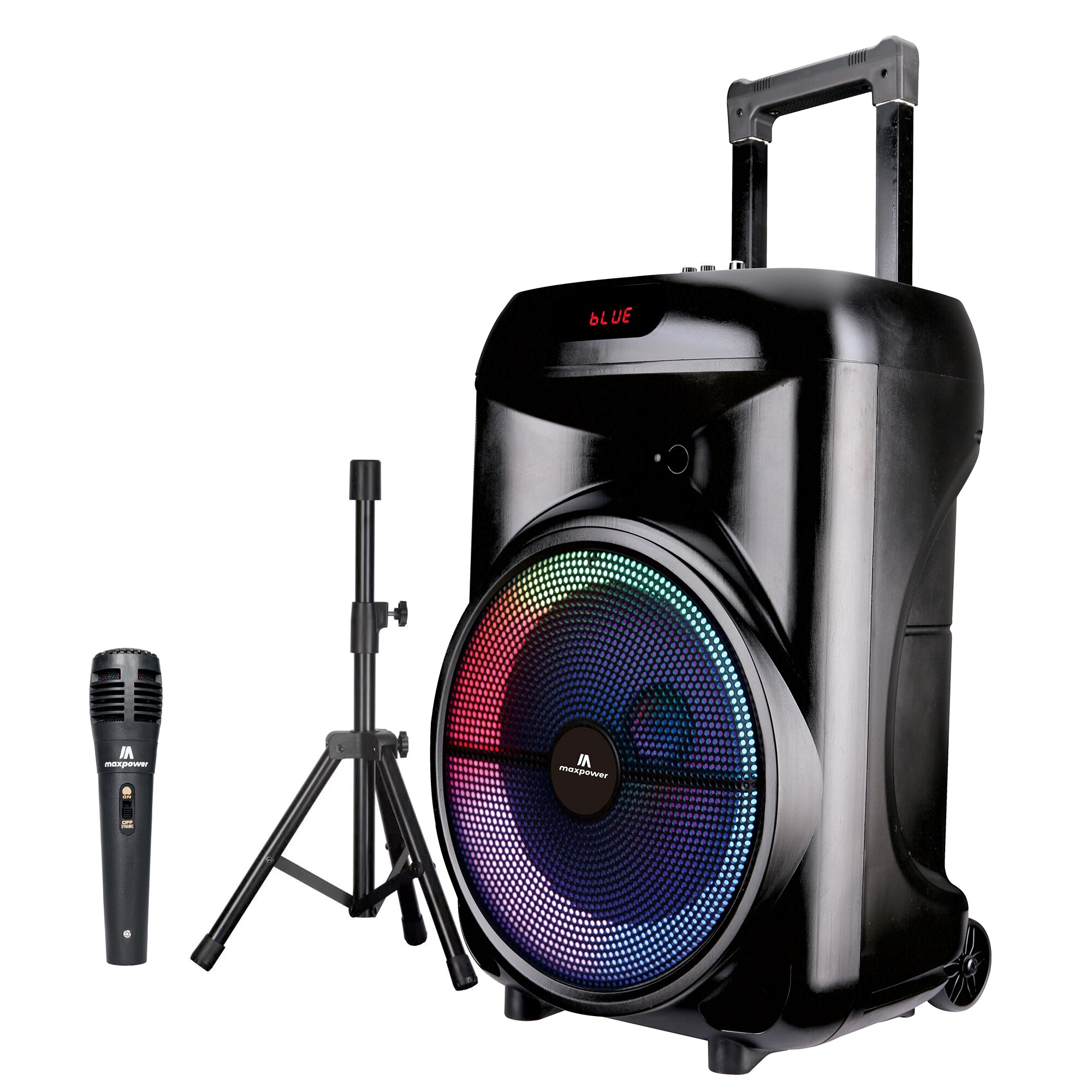 Max Power  Rumble 12 Karaoke Bluetooth Trolley Speaker with Adjustable DJ Stand