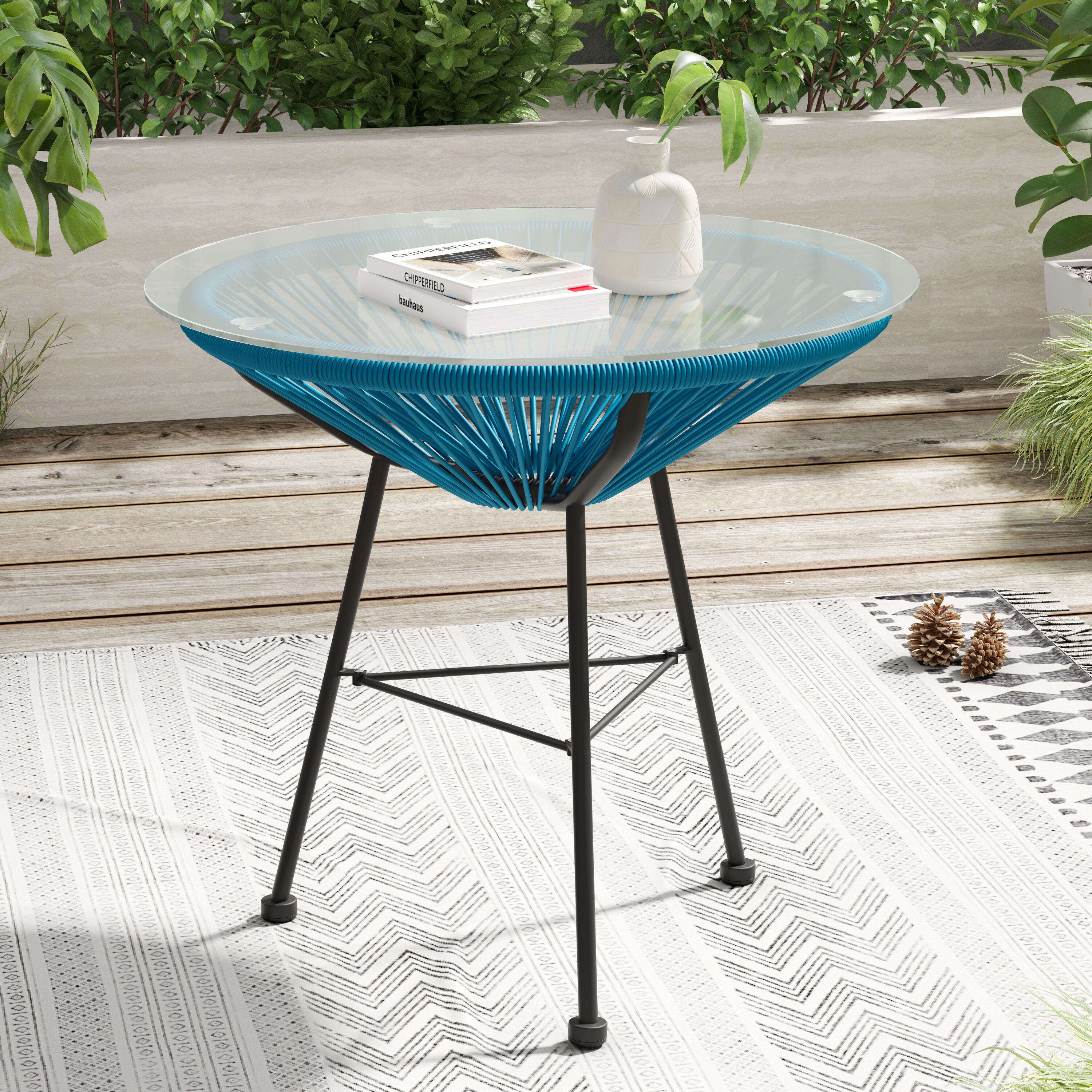Octans SL2C00252 OCTANS Round Wicker Outdoor End Table 17.75-in W x 17.75-in L