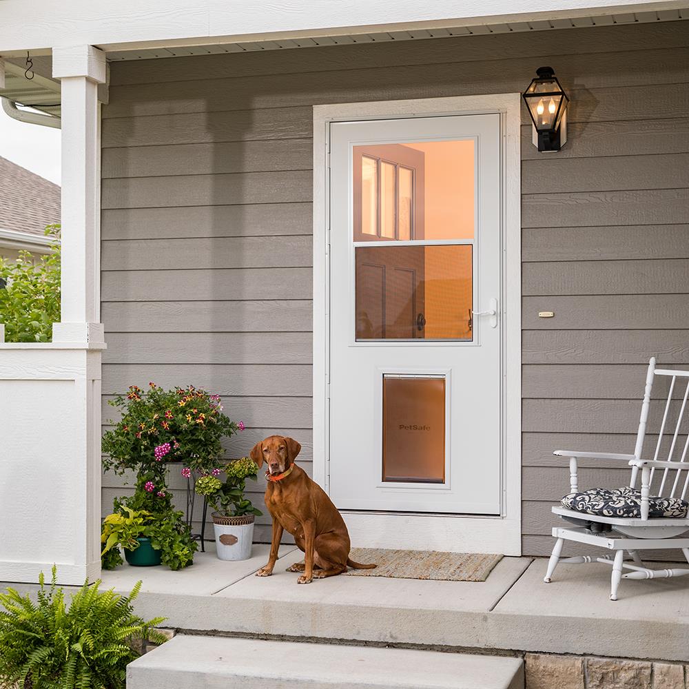 LARSON Pet Door XL 32-in x 81-in White High-View Wood Core Storm Door ...