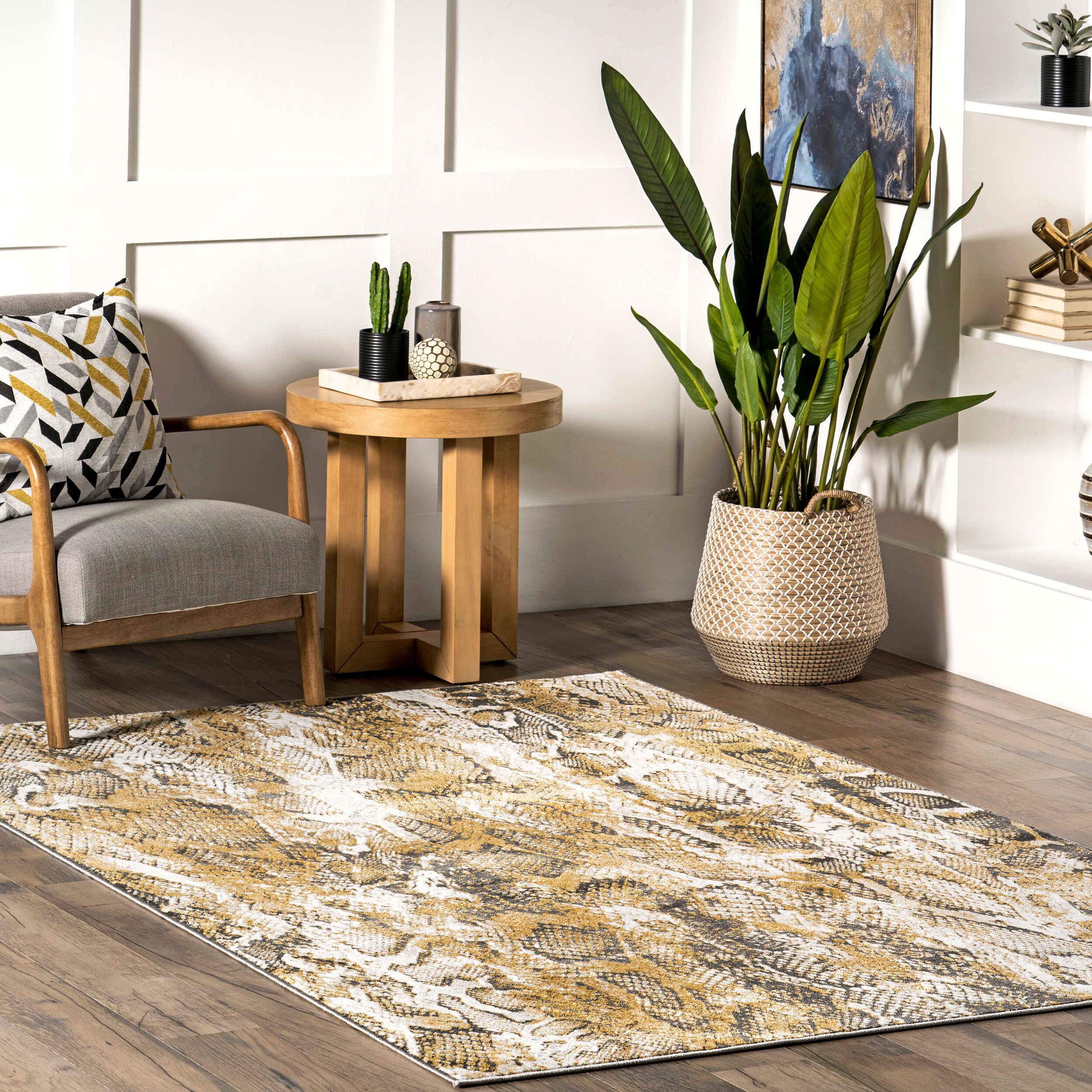 nuLOOM 200BDCH11A-8010 Aideen Modern Snake Patterned 8ft. x 10ft. Beige Area Rug