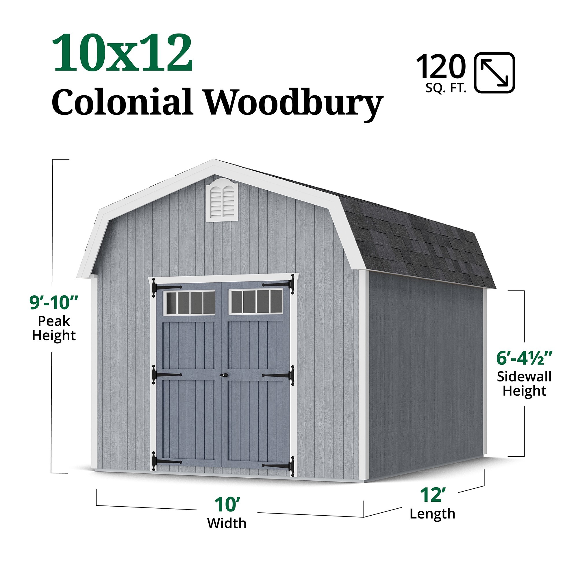 Little Cottage Co 10X12 WBCGS-PC-FK Wood-Storage-Buildings - View #3