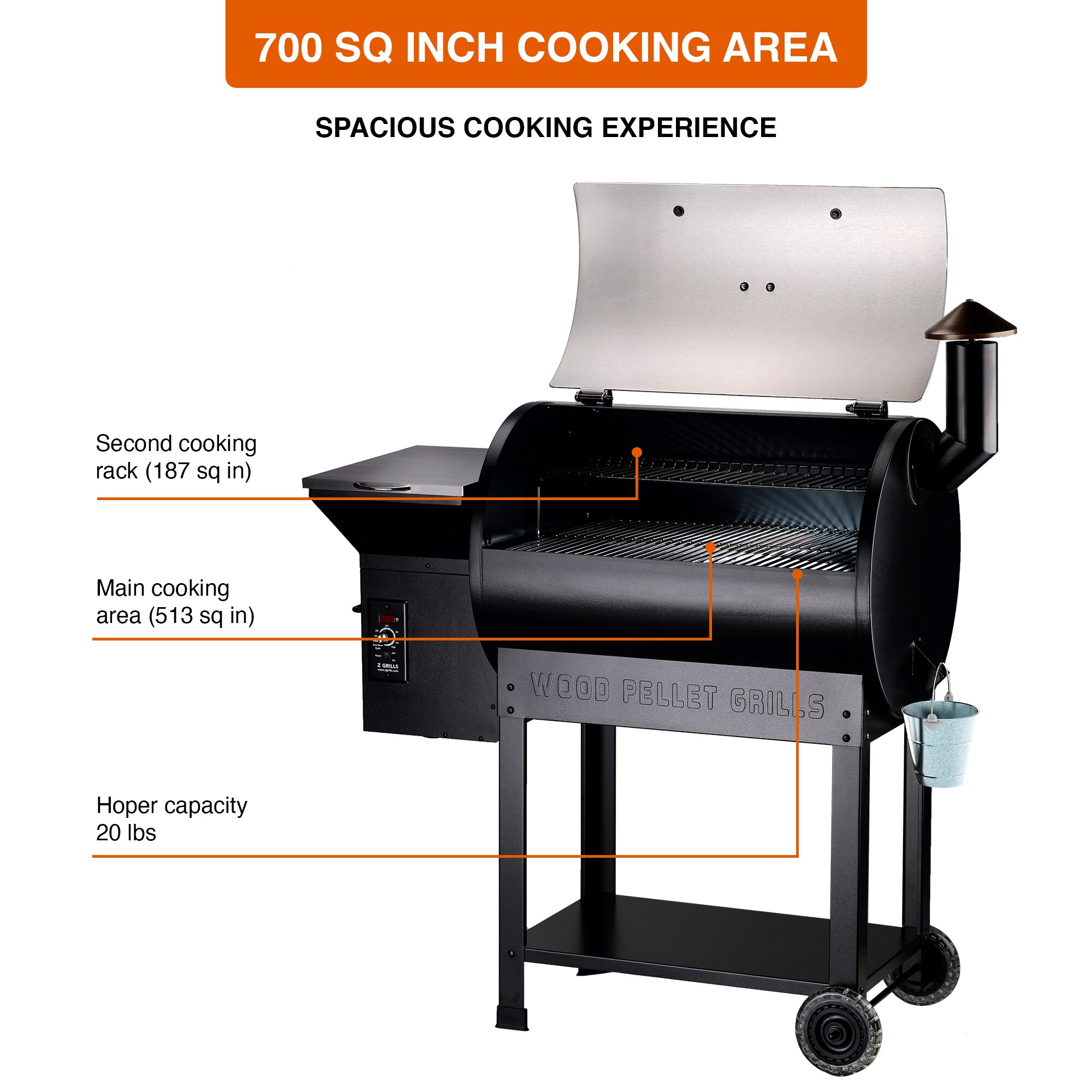 Z Grills 694 Sq in Stainless Steel Pellet Grill and Smoker | Zpg-700e