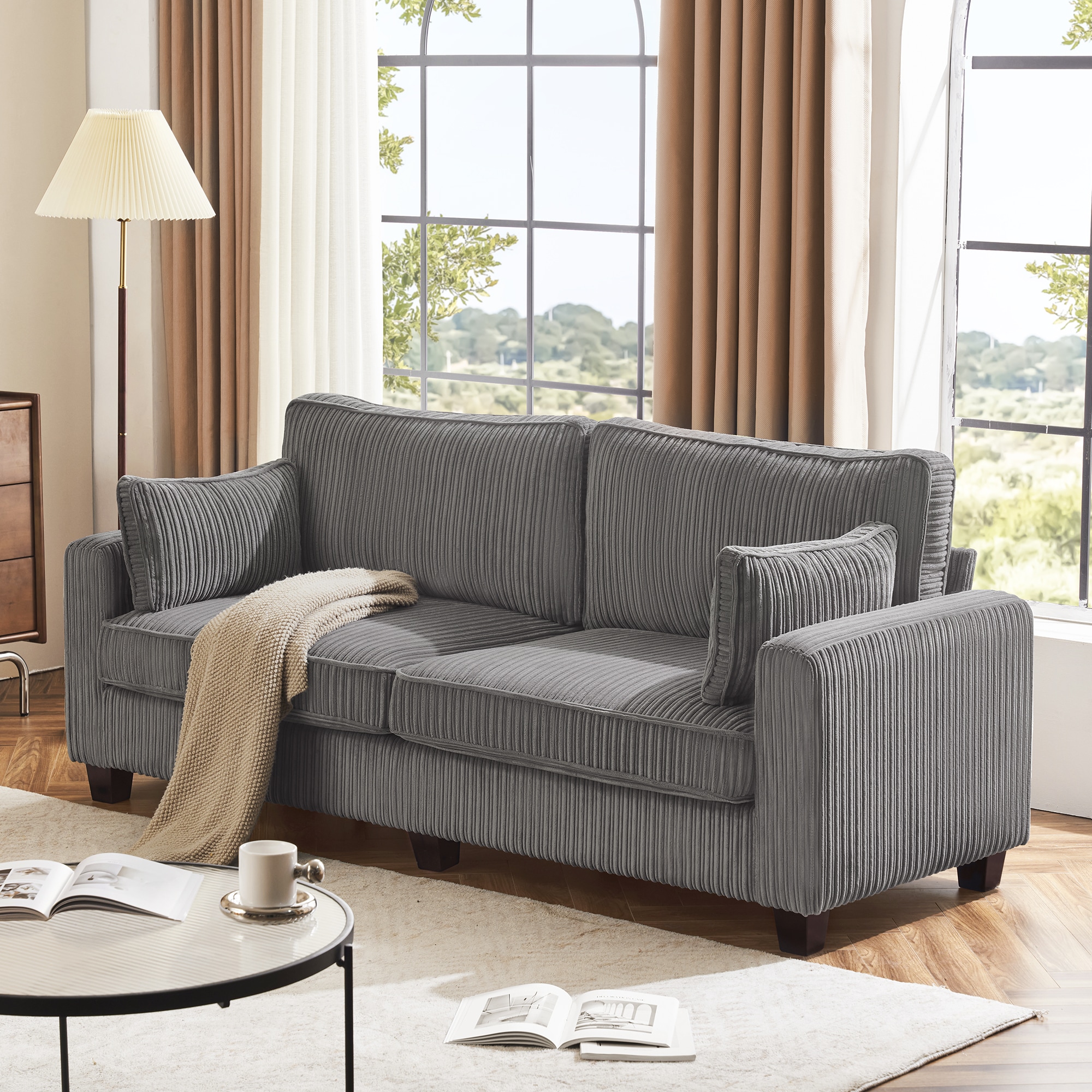 LUE BONA SG-004-01LS 81-Inches Modern Gray 3 -seater Sofa