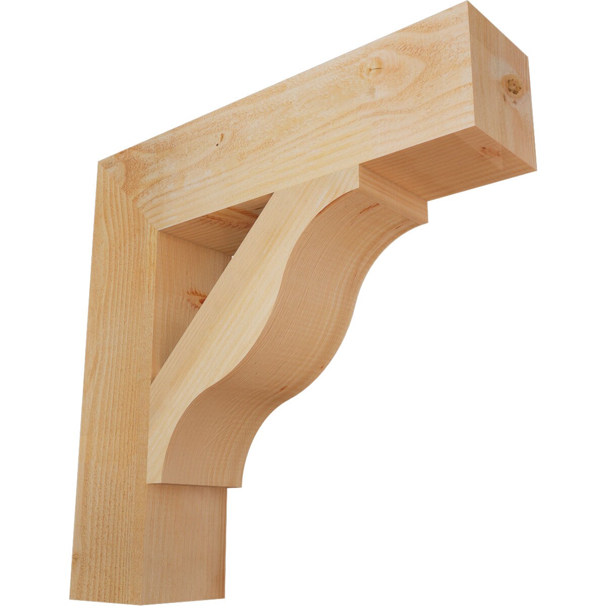 Ekena Millwork BKT06X26X26FST05RDF Funston Block Rough Sawn 6-in x 26-in x 26-in Douglas fir Brown Wood Standard bracket