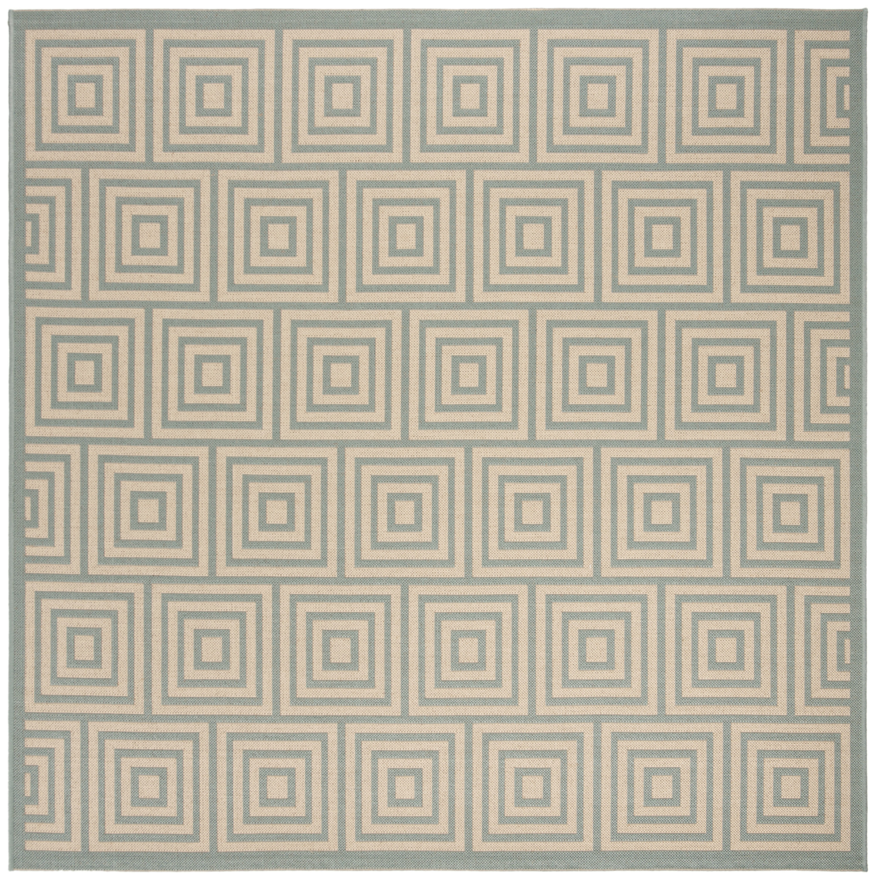 Safavieh LND173L-6SQ Linden Anastassia 7 x 7 (ft) Loomed Polypropylene Cream/Aqua Square Indoor Abstract Bohemian/Eclectic Area rug