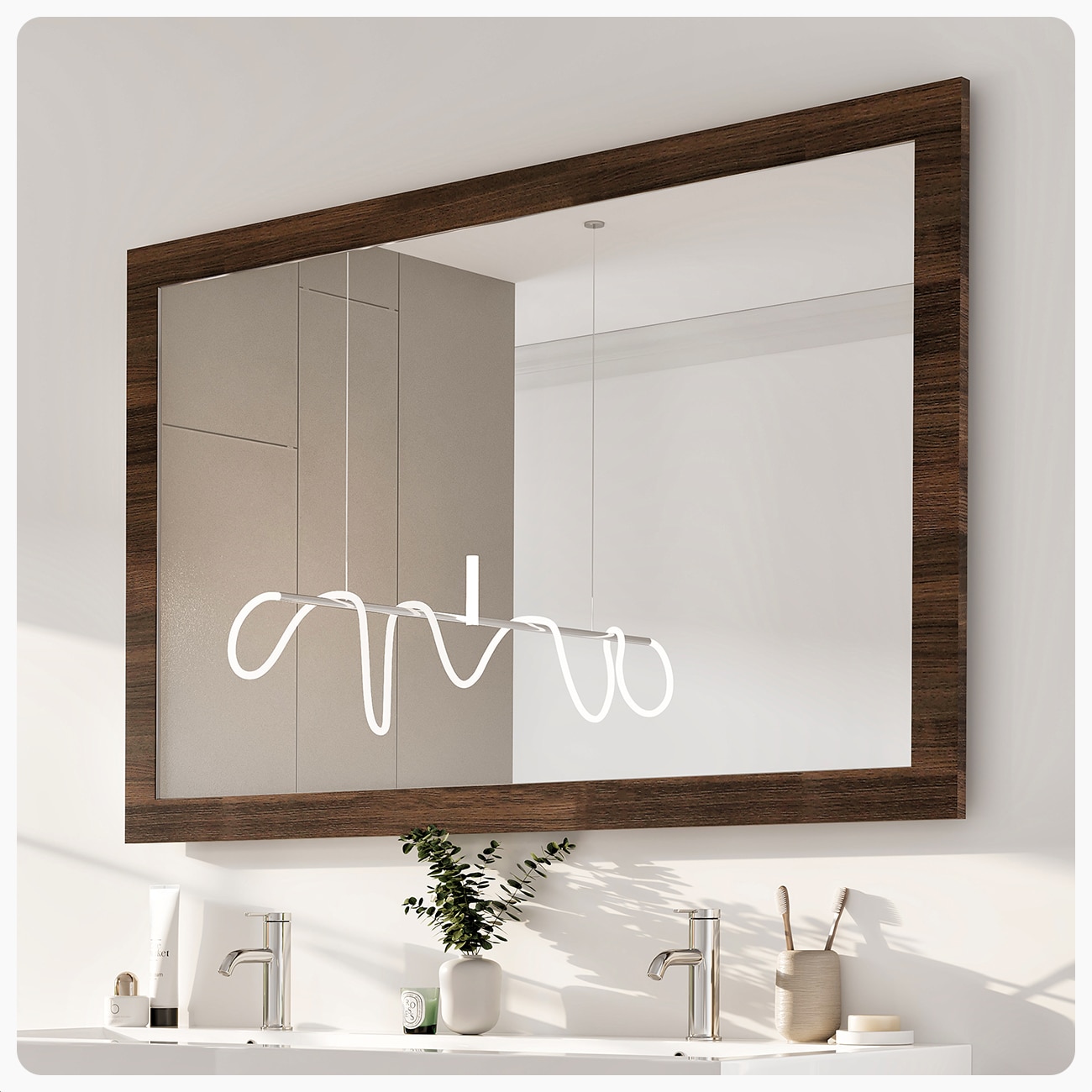 Eviva EVMR-48X30-GOK Sun 48-Inches W x 31.61-Inches H Rectangle Gray Oak Framed Wall Mirror