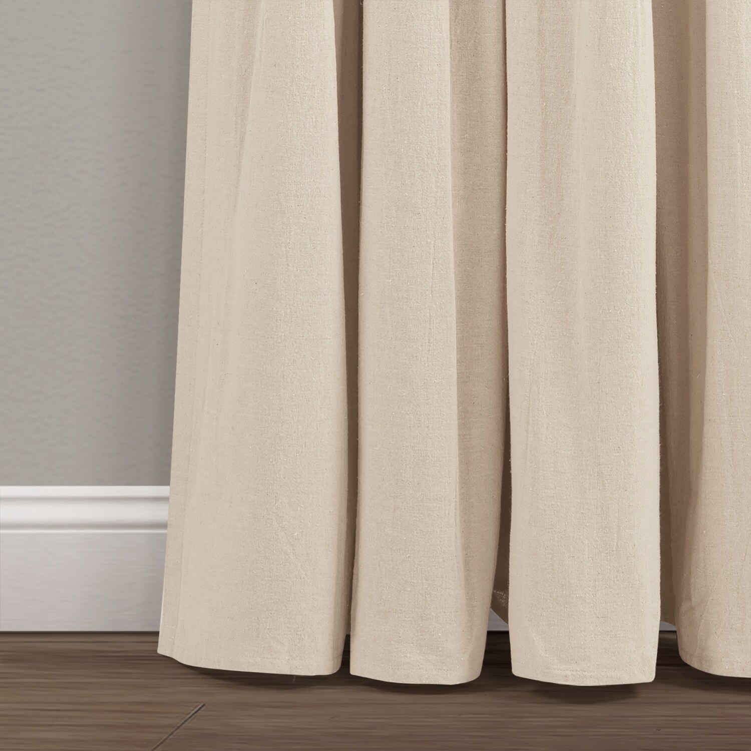 Dark Linen Blackout Curtain Panel with Coconut Husk Buttons 40x84
