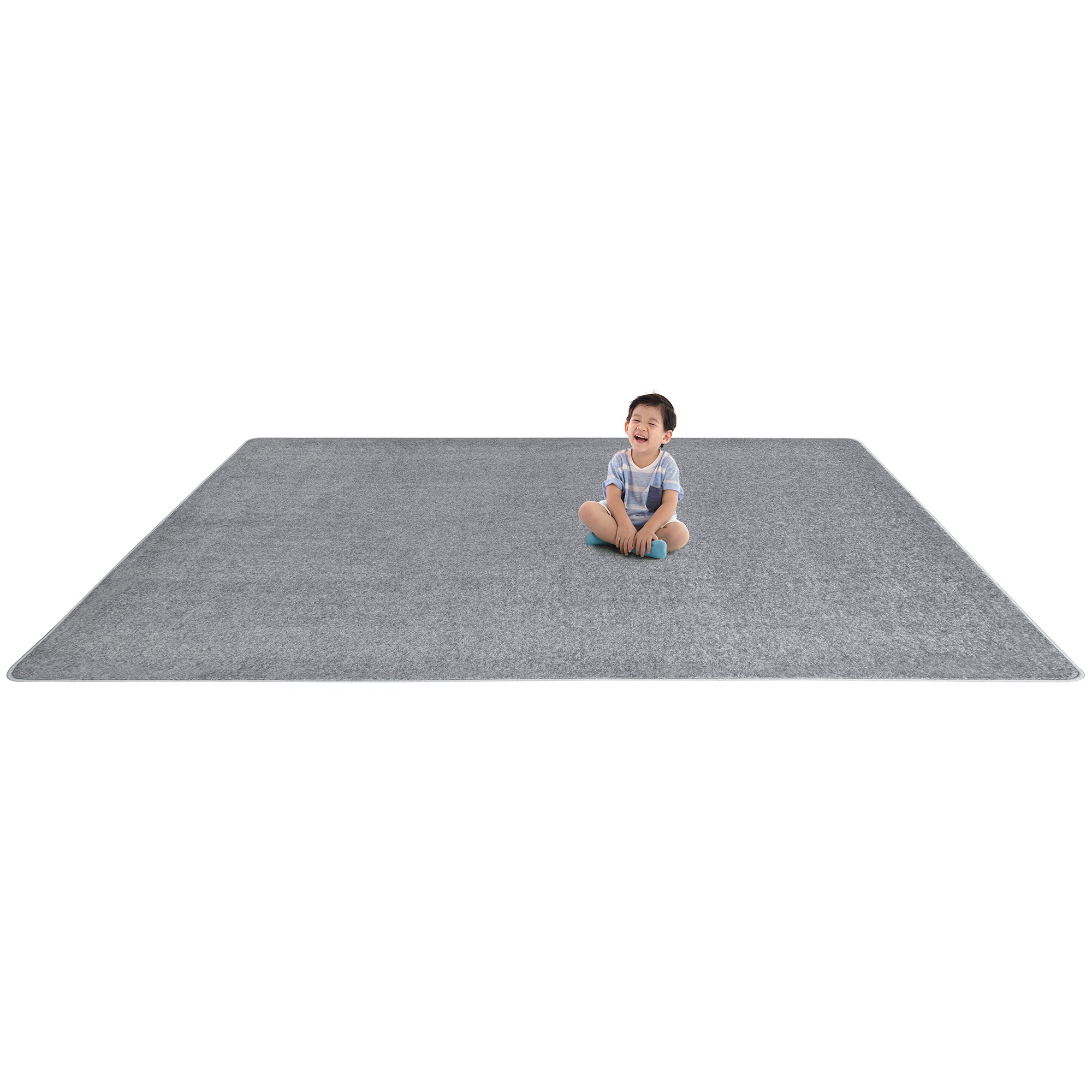 Joy Carpets Kid Essentials Silver Indoor Solid Area Rug 80S-12 at Lowes.com