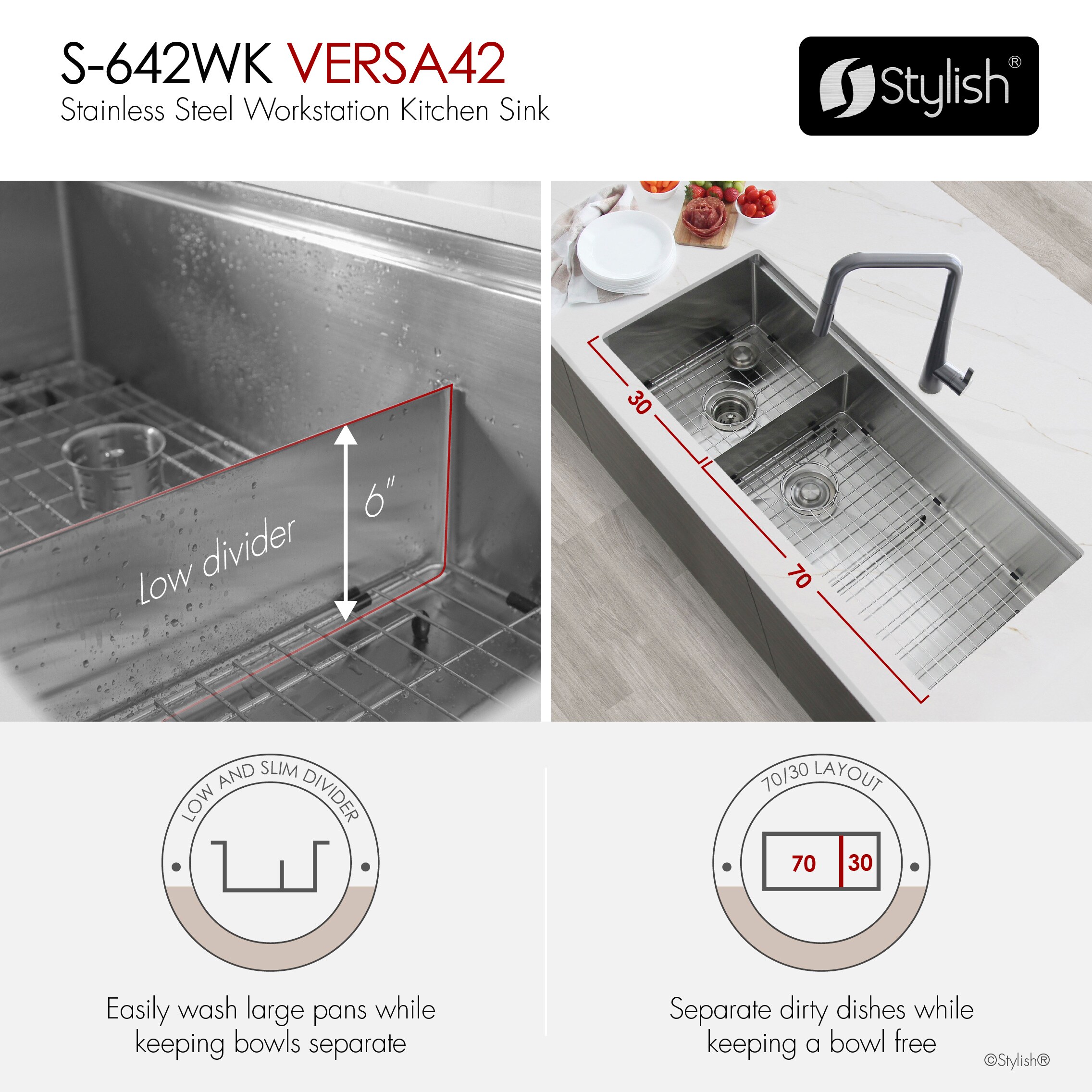 Stylish S-642WK Kitchen-Sinks - View #10