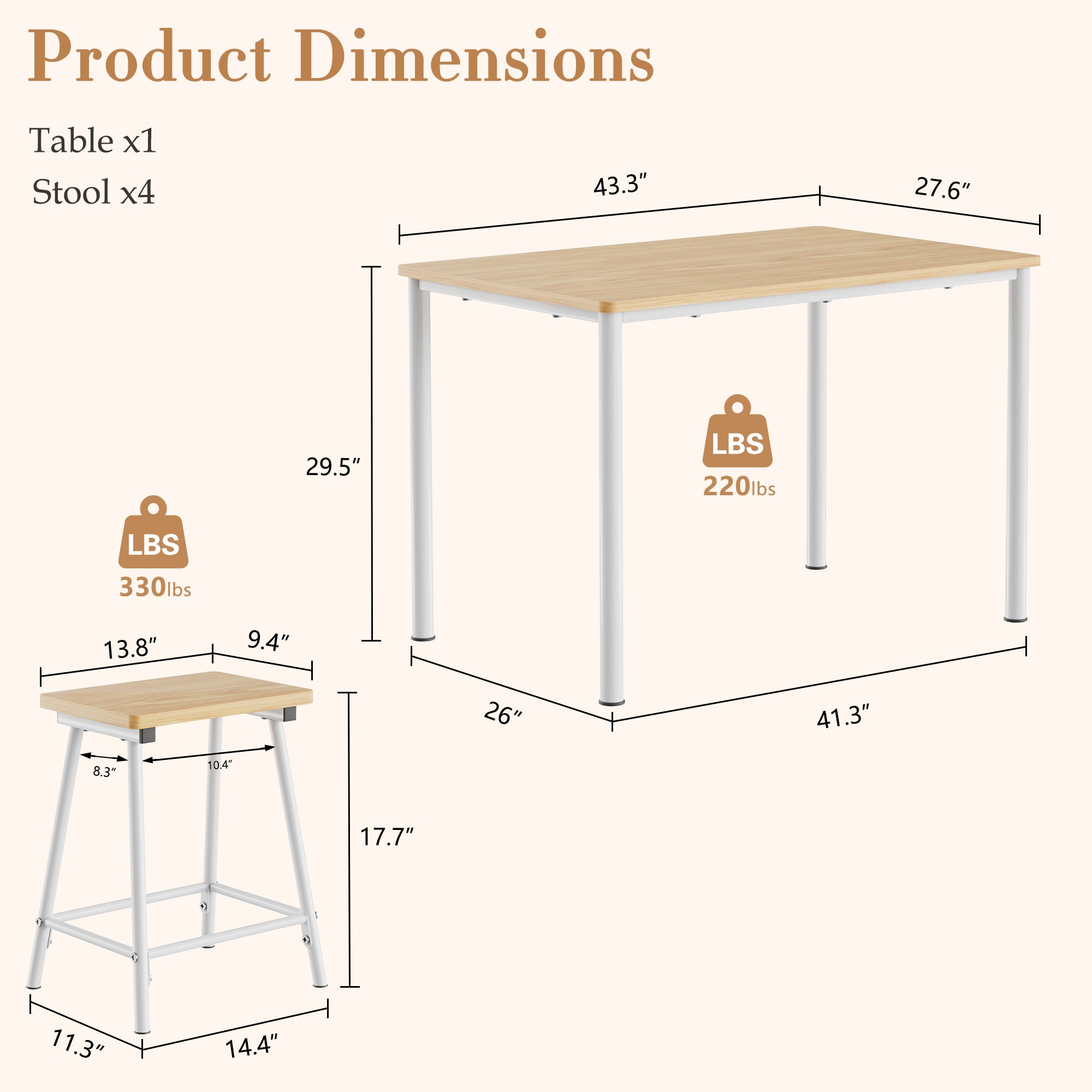 Vecelo LOE-JYX-TC14-OAK Dining-Sets - View #3