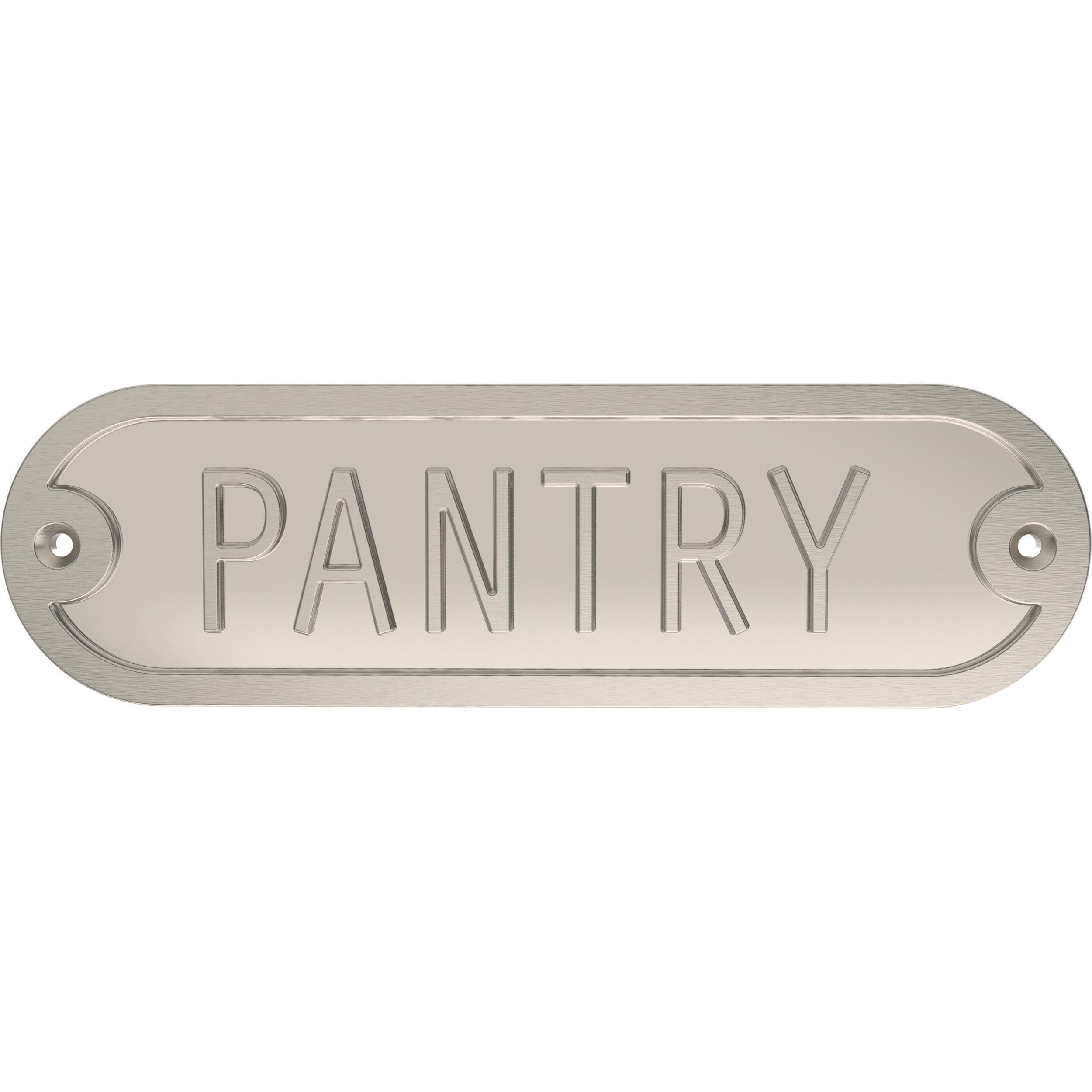Franklin Brass HHIDPP-SN-U Pantry Door Sign Satin Nickel 2.2-in H x 7.4-in W Modern Metal Sign