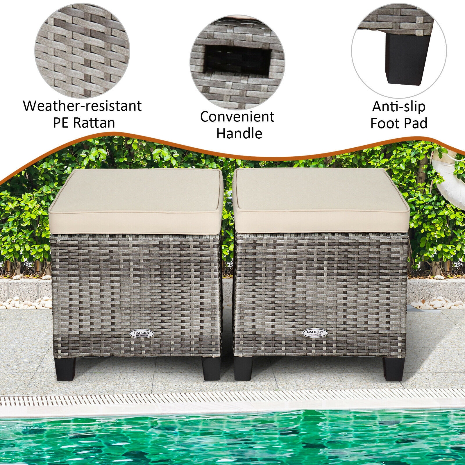 WELLFOR OUG67568WH Stools-Ottomans - View #2