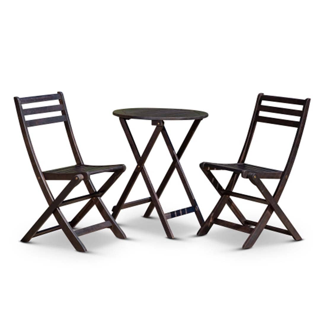Damerin PCB06N732 Patio Furniture Set of 2 Stackable Espresso Wood Frame Stationary Dining Chair with Solid Seat