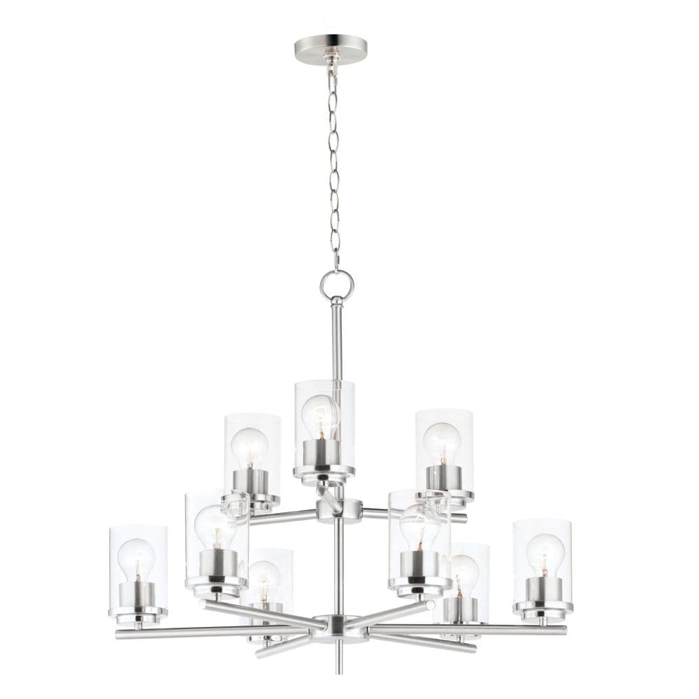 Maxim Lighting A-MX-10206CLSN Corona 9-Light Modern / Transitional Satin Nickel Incandescent Chandelier