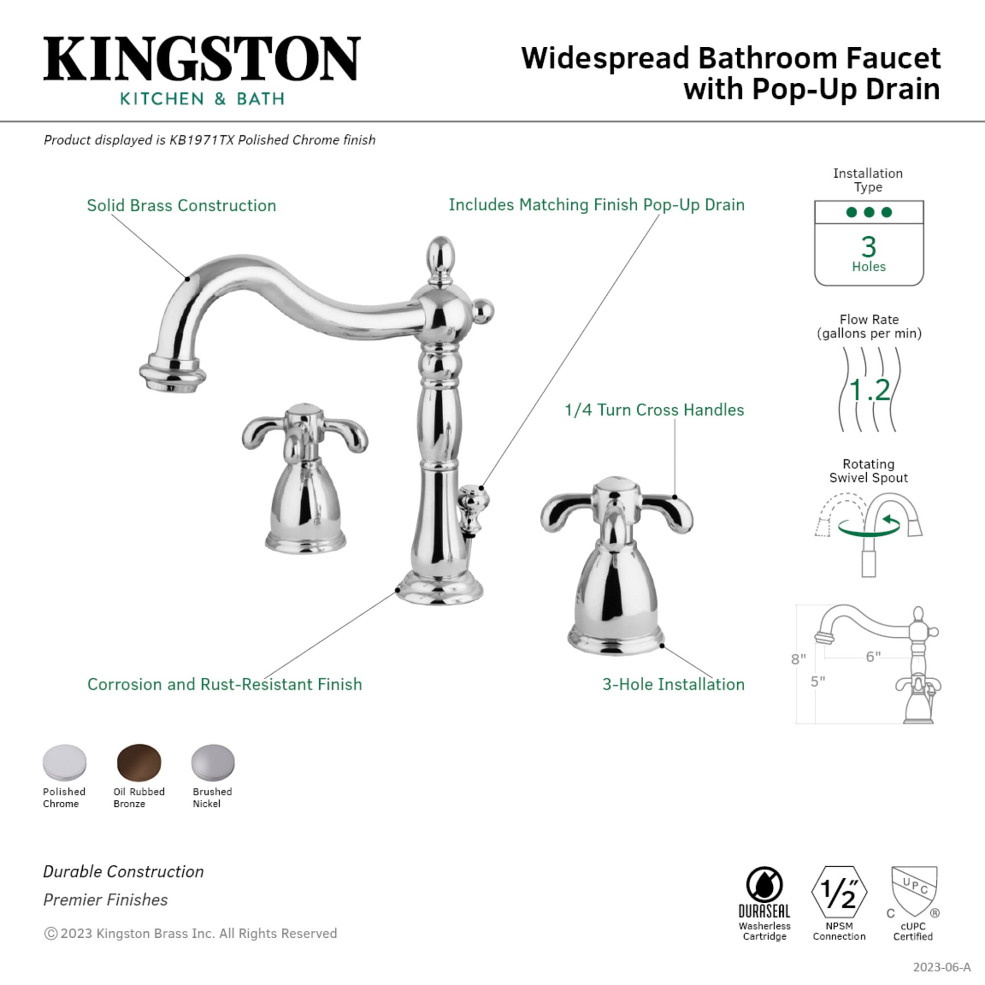 Kingston Brass WLKB1978TX Lavatory-Faucets - View #3