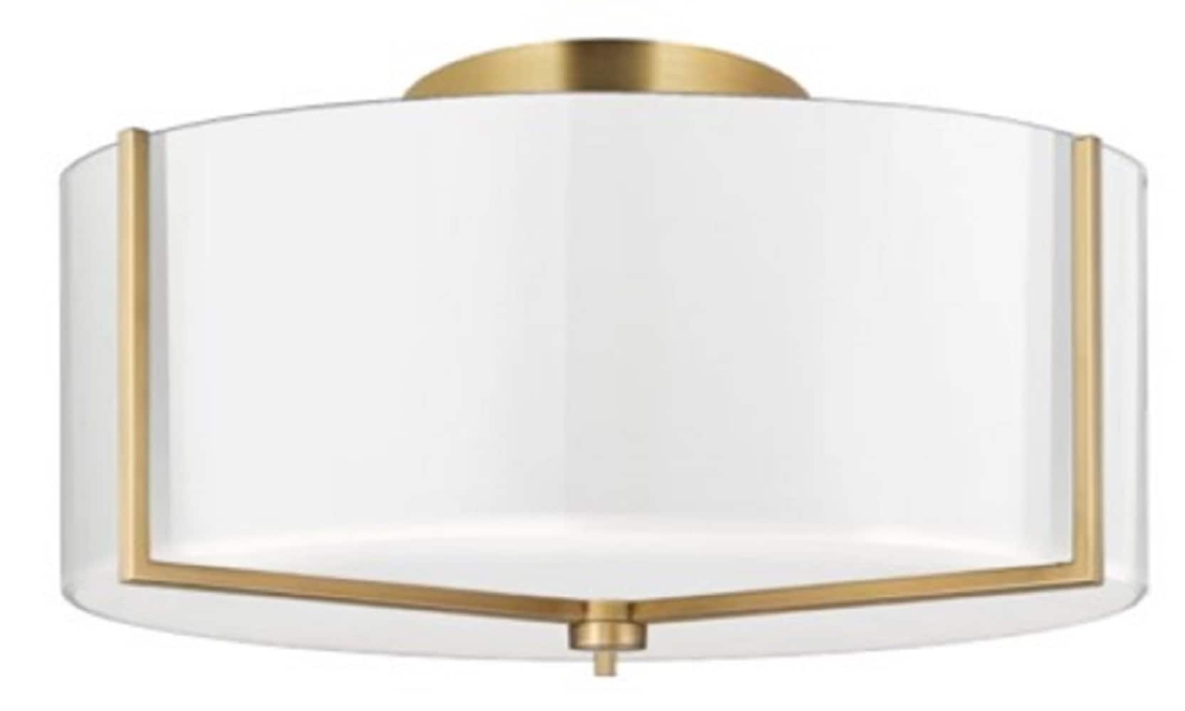 allen + roth 48351-LWUG Fowler 2 -Light 13.25-in Brushed Gold Semi Flush Mount Light
