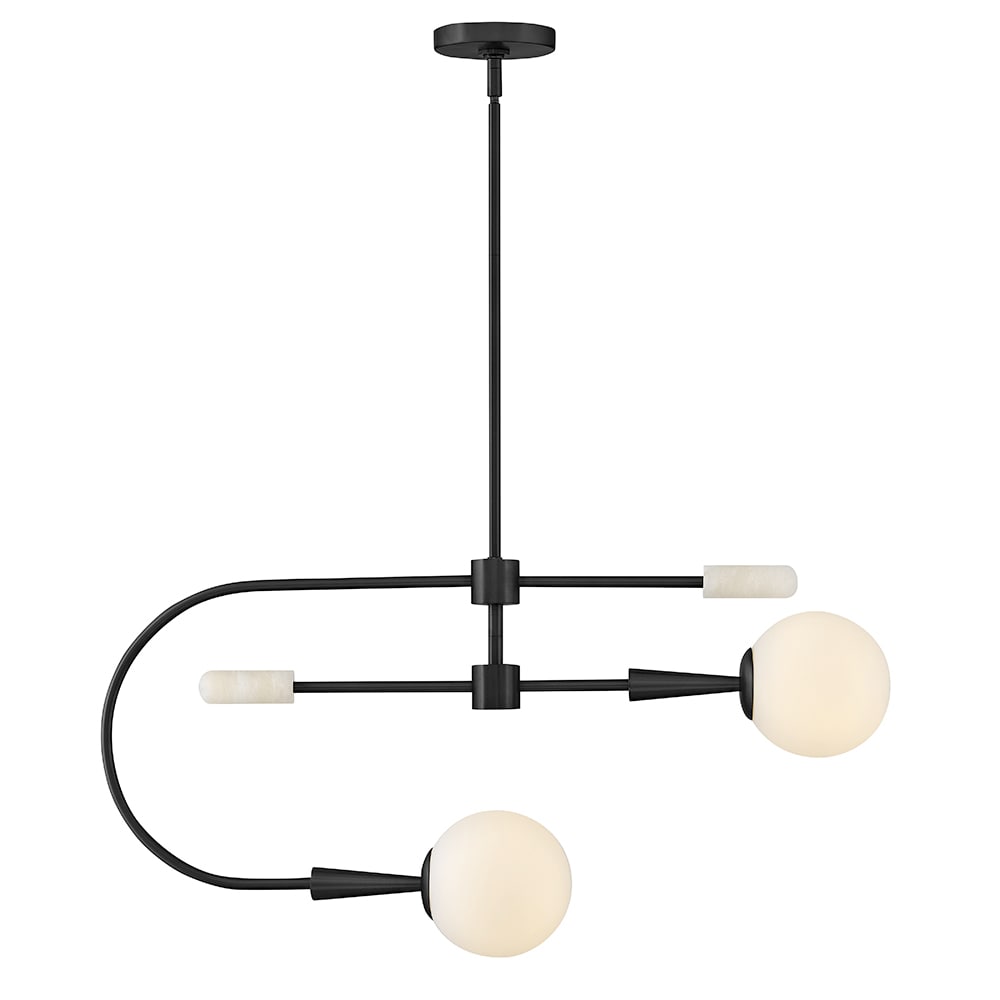 Lark 83505BK Maude 2 -Light Satin Black Modern/contemporary Bare bulb For Use in Bedrooms, Dining Rooms, Foyers, Kitchens, Living Rooms Chandelier