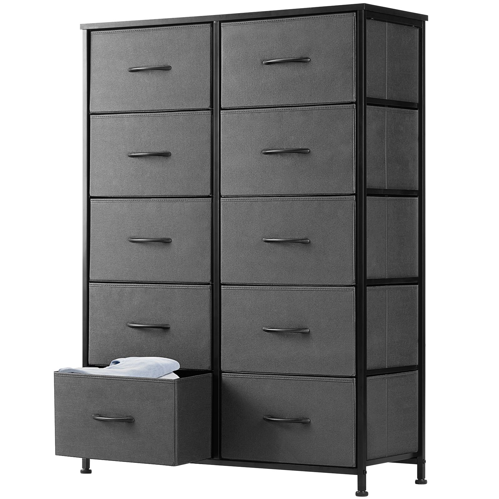 OOU 10 Drawers Tall Dresser Fabric Storage Tower Wooden Top for Kid Room  Closet Entryway Nursery Gray in the Dressers department at Lowes.com