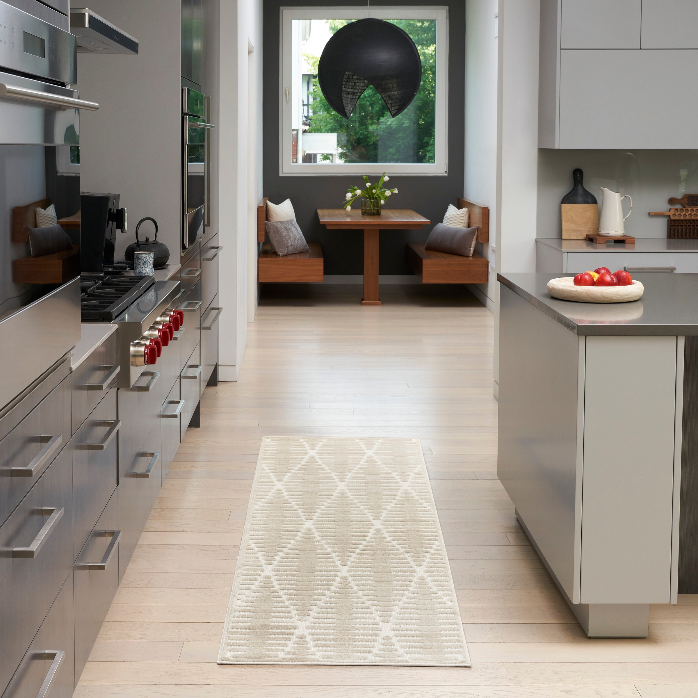 Nourison Home 099446982704 Casual 2 x 6 (ft) Polypropylene Beige Rectangular Indoor Geometric Runner rug