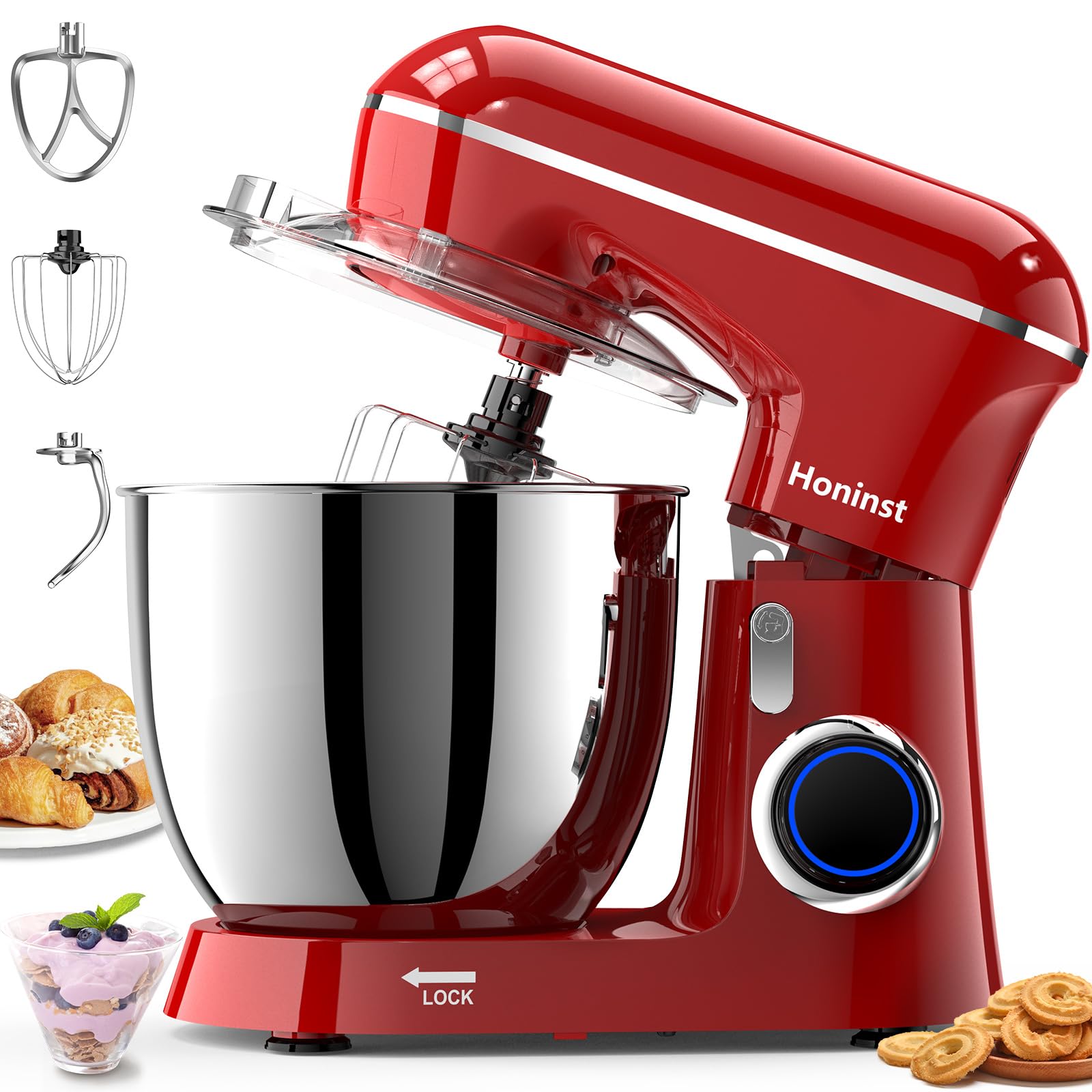 Jeremy Cass MATAKI1531ER Red 6.5-Quart Tilt-head Stand Mixer
