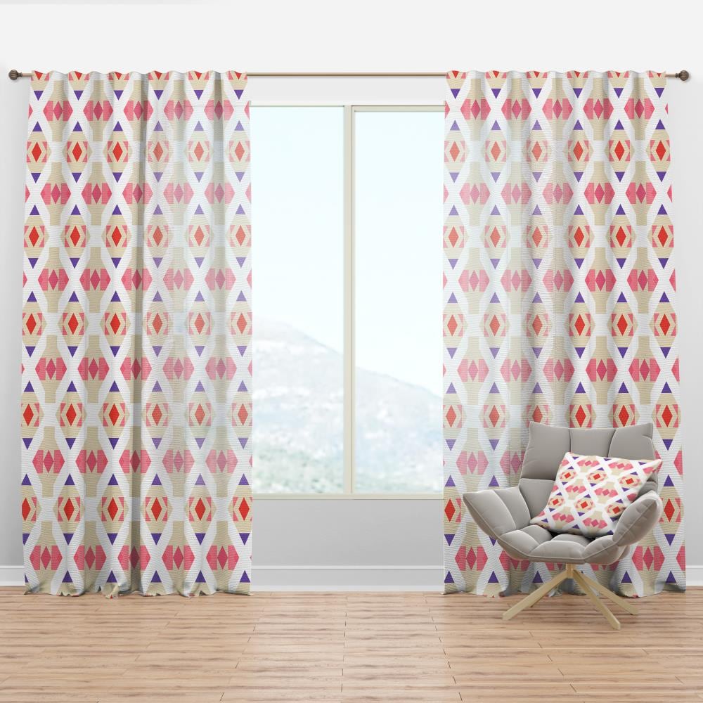 Designart CTN24187-52-120 120-in Pink Abstract Room darkening Thermal lined Rod pocket Single curtain panel