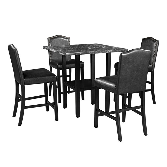 SINOFURN Black Traditional Dining Room Set With Square Table Seats 4 sinofurn-black-traditional-dining-room-set-with-square-table-seats-4