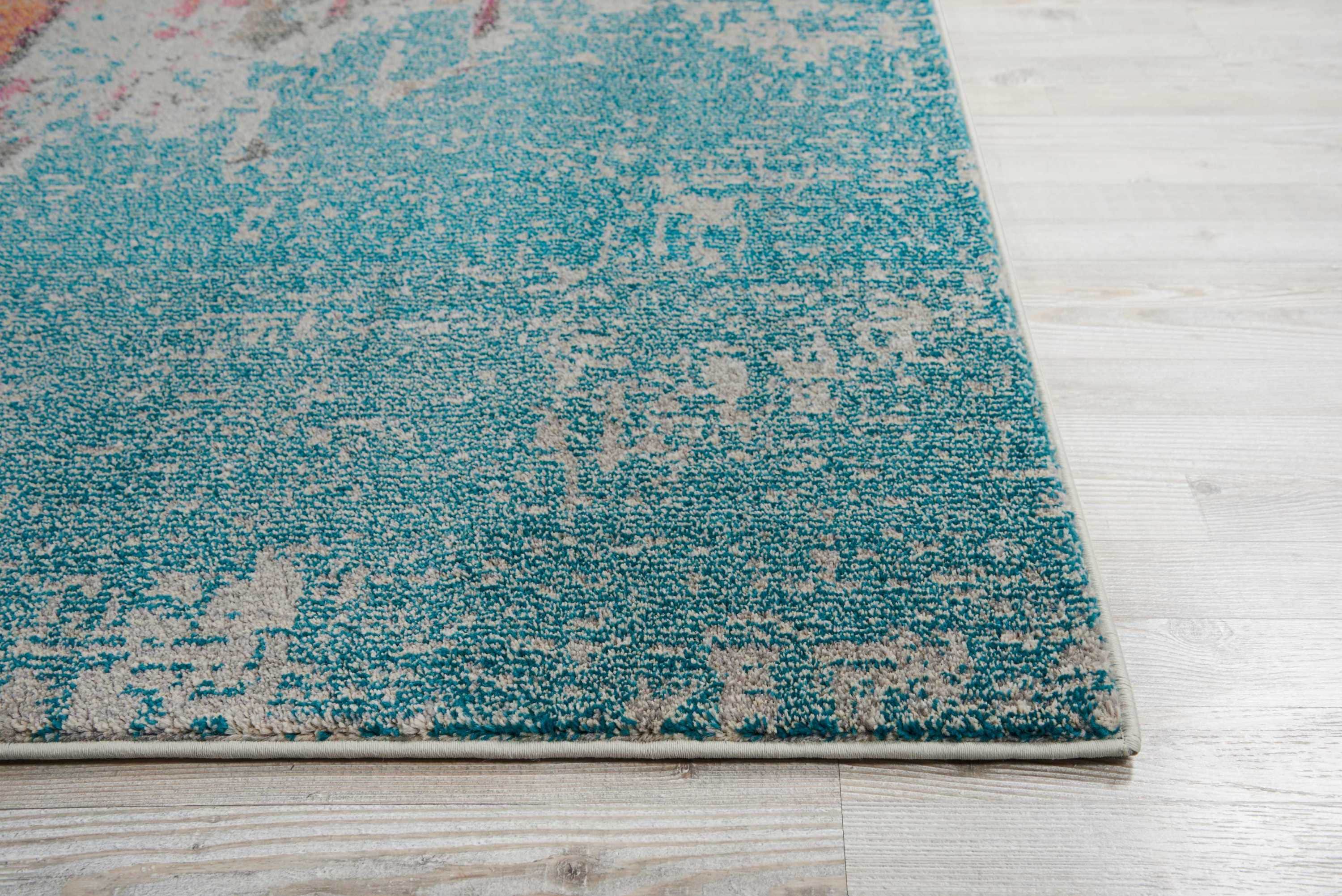 XXL Blue and Gray Abstract Synthetic Area Rug
