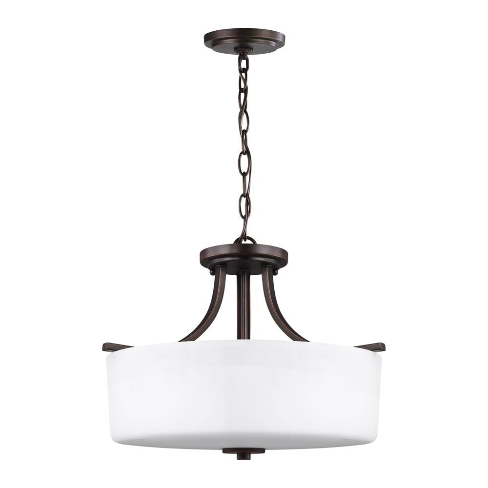 Generation Lighting 7728803EN3-710 Canfield 3 -Light Burnt sienna Modern/contemporary White glass Drum Medium Hanging Single