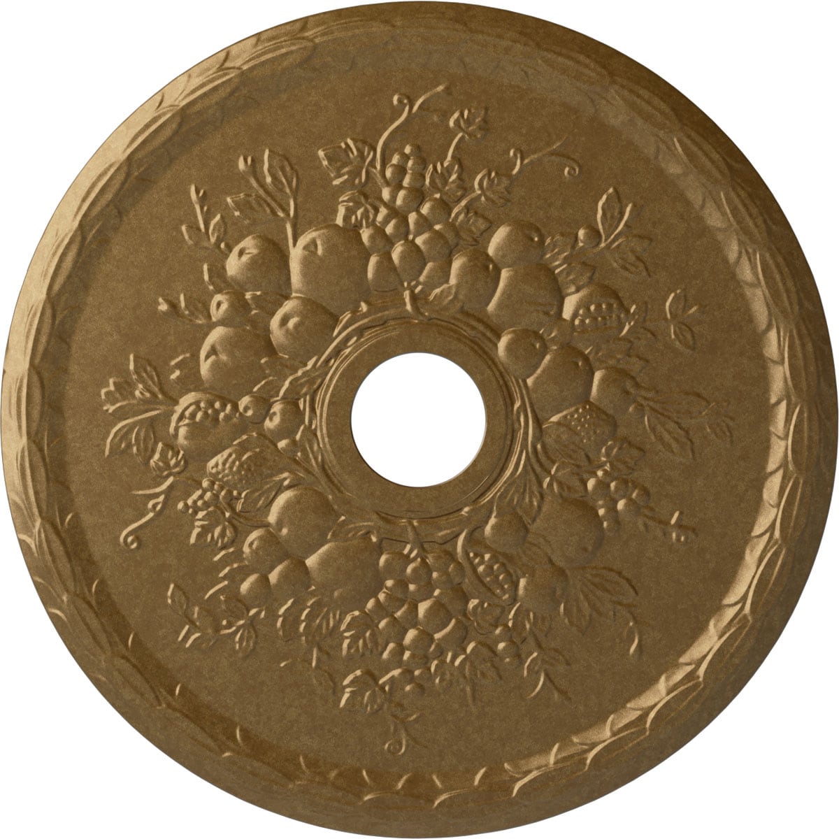 Ekena Millwork CM22GRPAS Grape 22.625-in W x 22.625-in L Painted Pale Gold Polyurethane Whole Ceiling Medallion