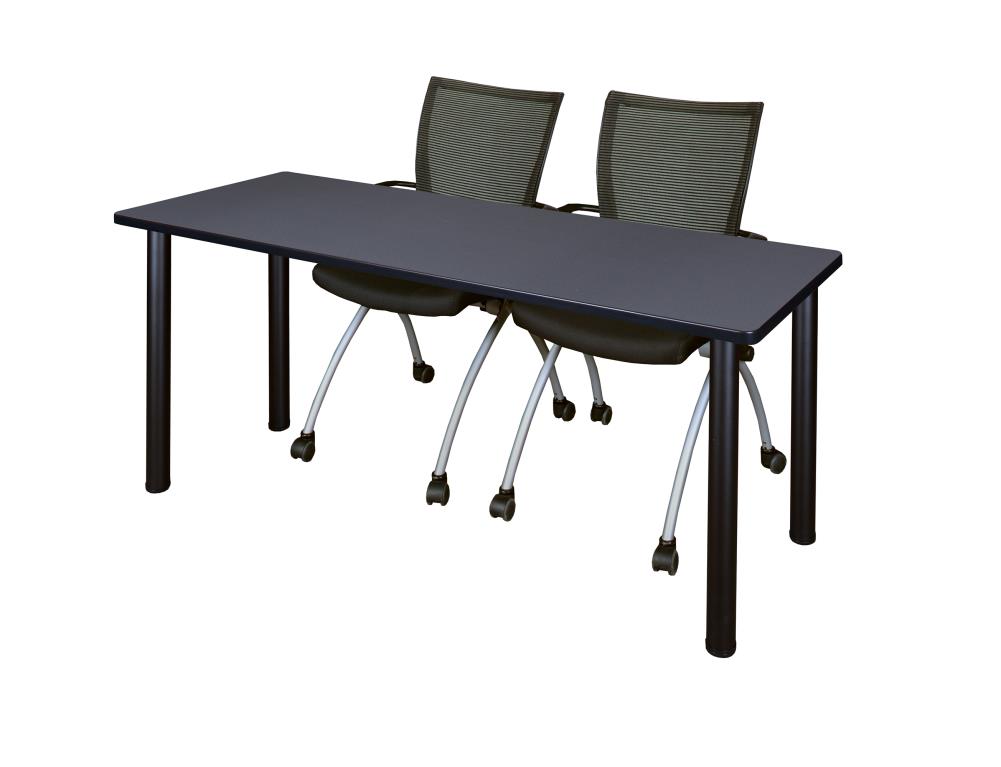 Regency MT7224GYBPBK09BK Training Gray 4-Person Training Table (72-in W x 29-in H)