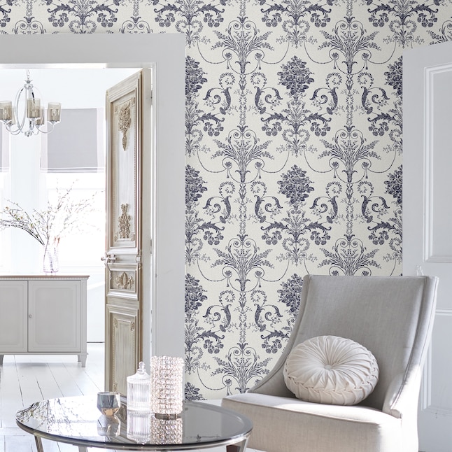 Laura Ashley Josette Off White And Midnight Wallpaper Sample In The Samples Department At Com - Laura Ashley Living Room Decorating Ideas