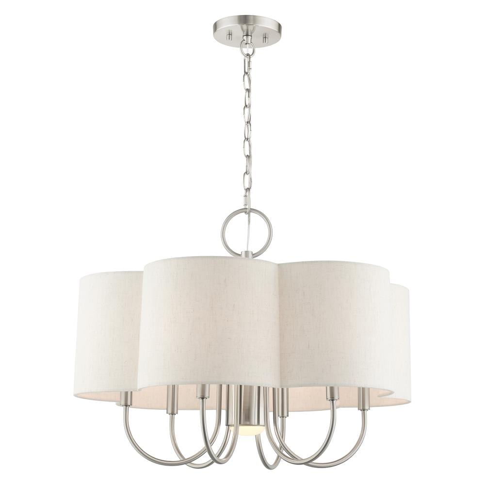 Brushed Nickel 24" Drum Chandelier with Oatmeal Shade