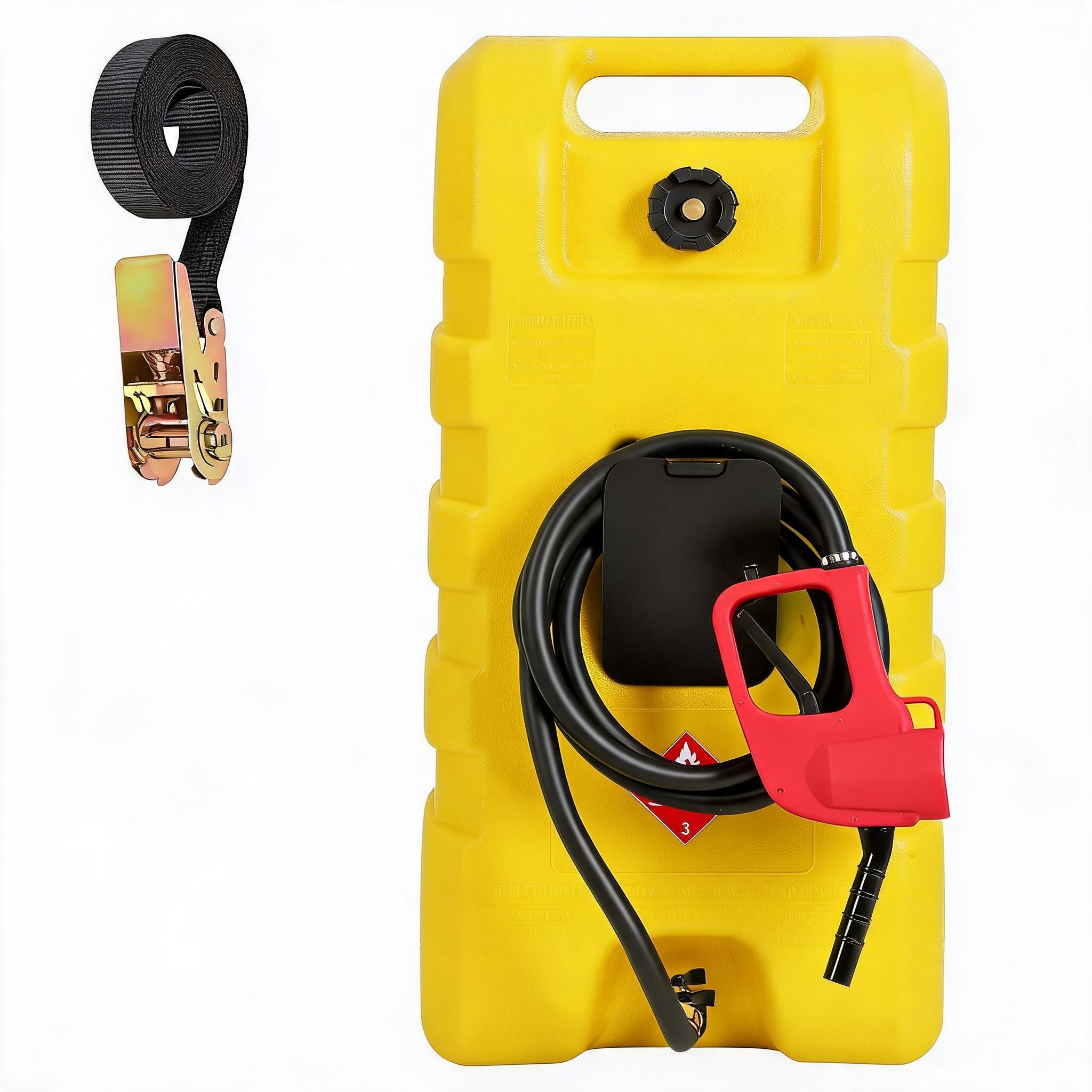 Garvee - 15 Gallon 57L Portable Yellow Fuel Transfer Tank On Wheels With 9.8 FT Kink Free Hose Ma...