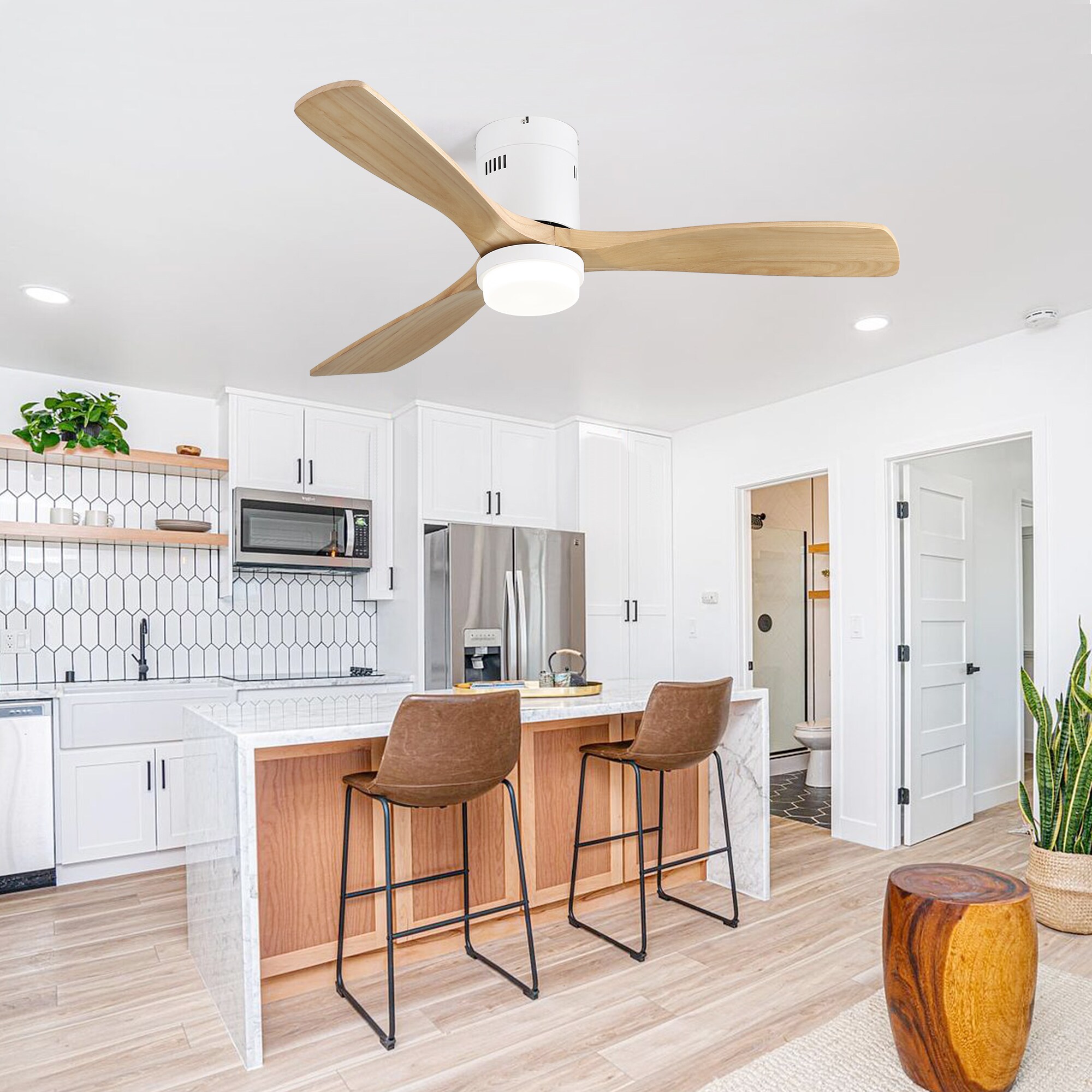 Sofucor Sofucor 52 Inch Low Profile Ceiling Fan with Lights Whith with