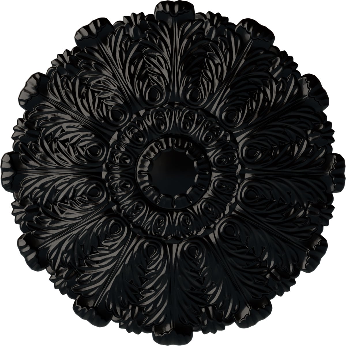 Ekena Millwork CM31DUBLF Durham 31-in W x 31-in L Painted Jet Black Polyurethane Whole Ceiling Medallion