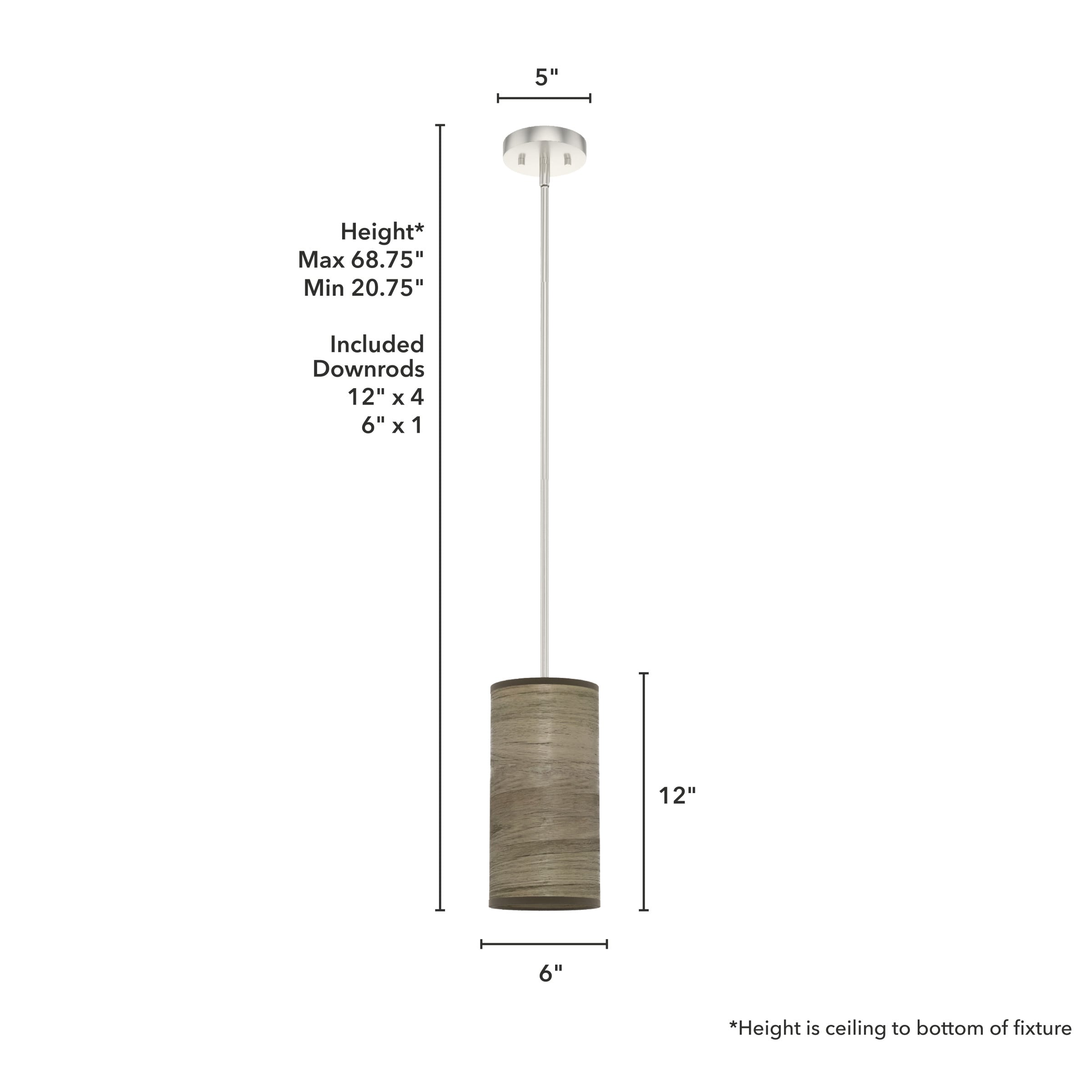 Warm Grey Oak and Brushed Nickel Mini Pendant Light