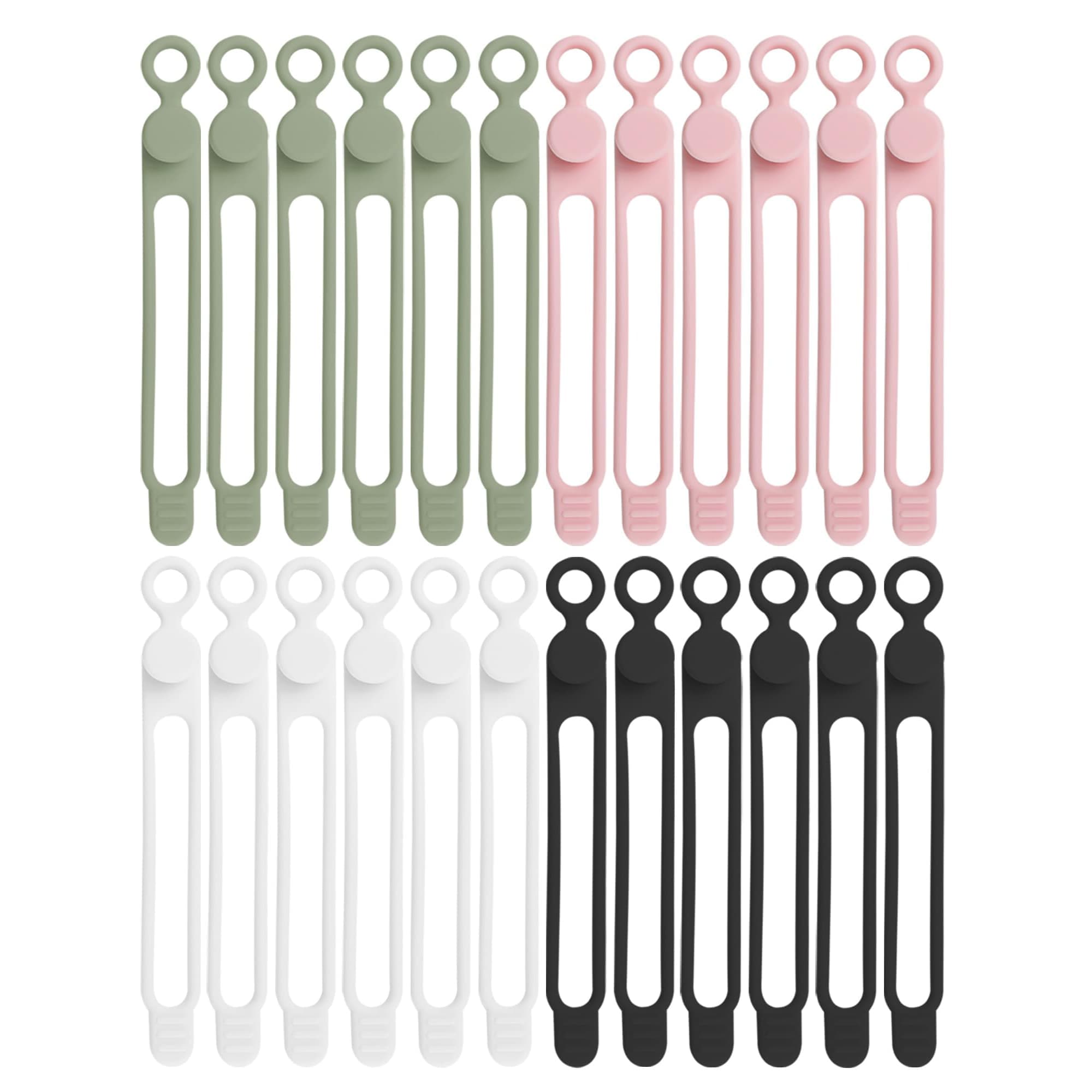 Etokfoks 24Pcs Silicone Cable Straps Cord Organizer for Bundling Earphone Phone Charger Computer Cords Reusable Cable Ties Wire Organizer in Home Office Kitchen School #EFT1013F318