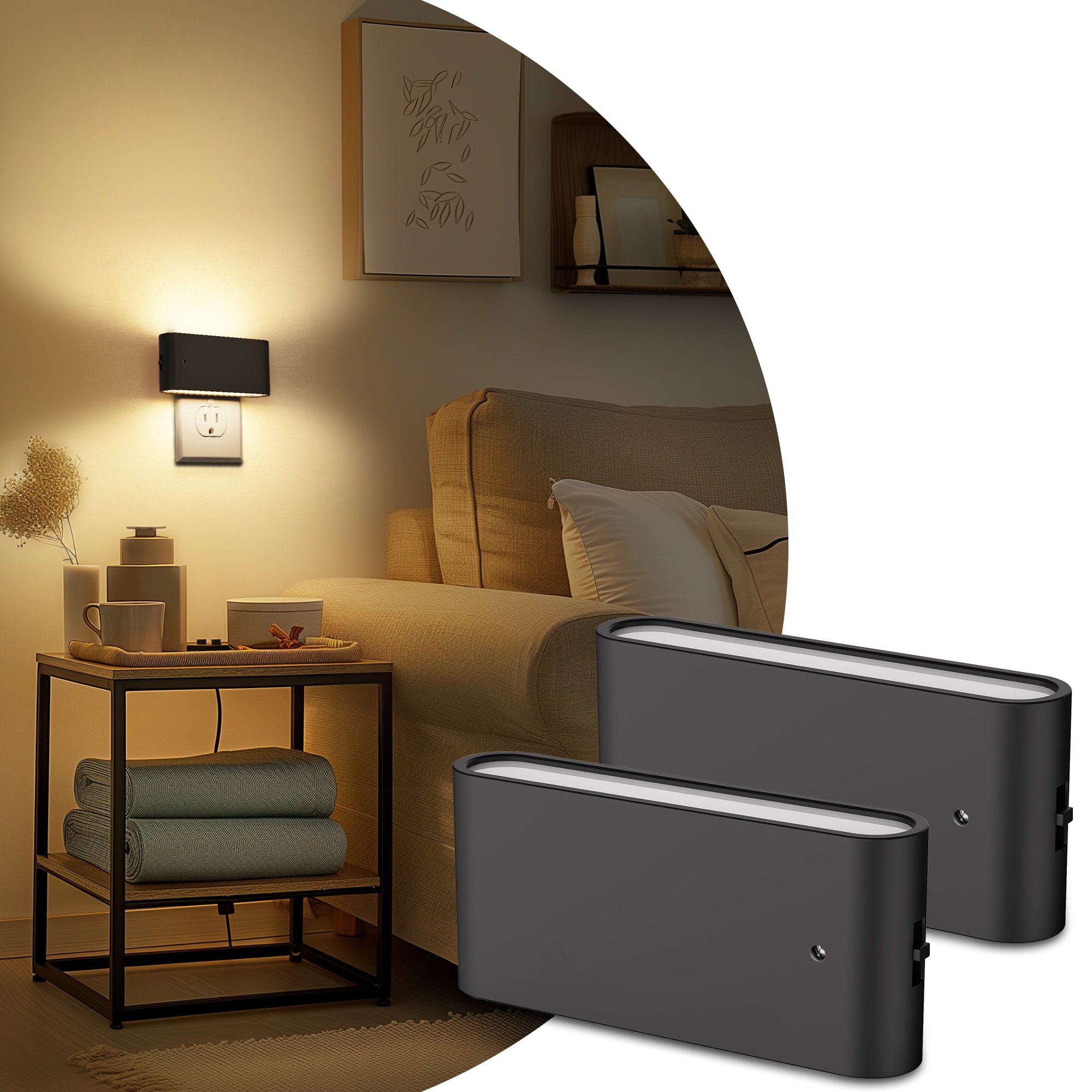 YANSUN LA-CX11201ABL-11 2 -Pack GY11802-Black LED Auto On/Off Night Light