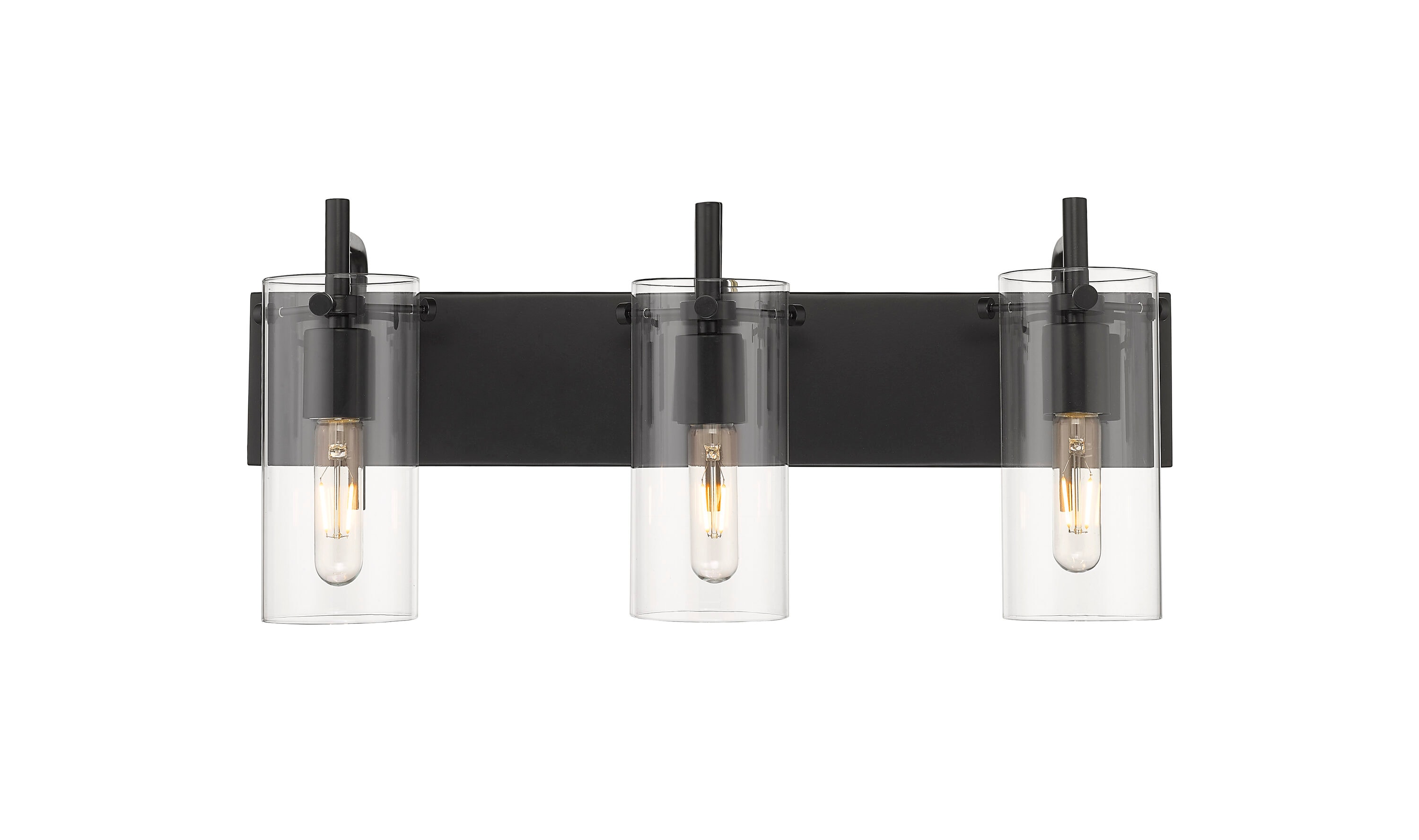 Innovations Lighting 352-3W-BK-CL Press 24-in 3 -Light Matte Black Transitional Vanity light