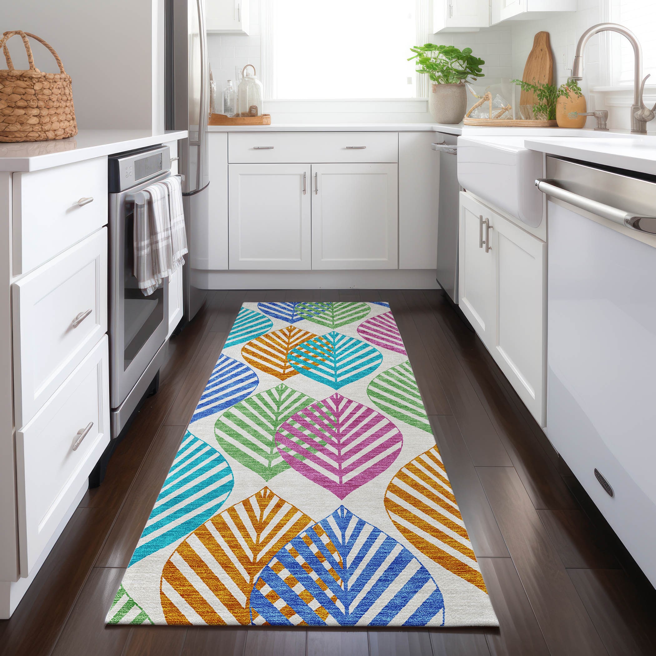 Addison Rugs ACN744WI2X8 Chantille ACN744WI 2 x 7 (ft) Polyester White Rectangular Indoor/Outdoor Geometric Machine washable Area rug