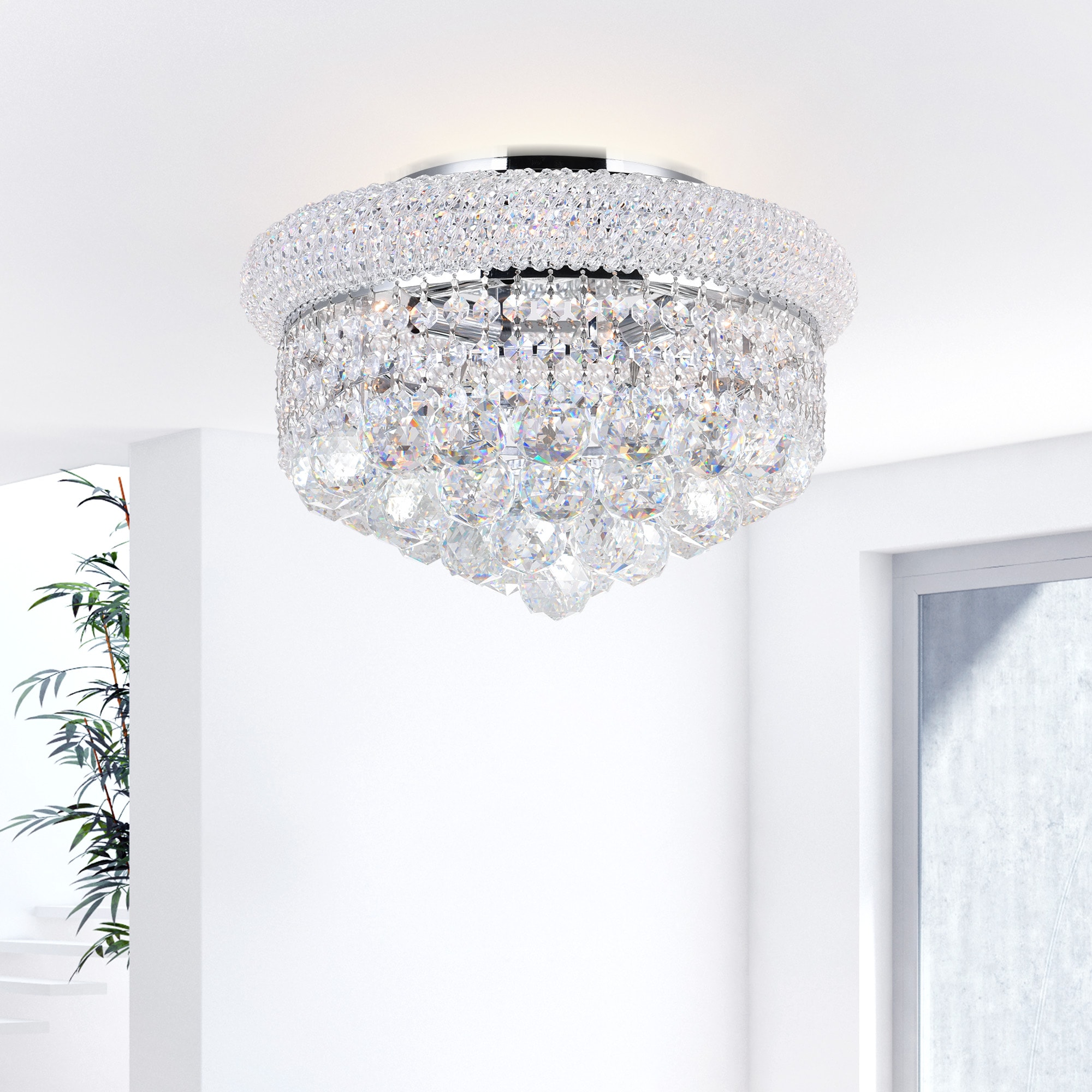 CWI Lighting 8001C14C Empire 4 -Light 14.0-in Multiple finishes Chrome Flush Mount Light